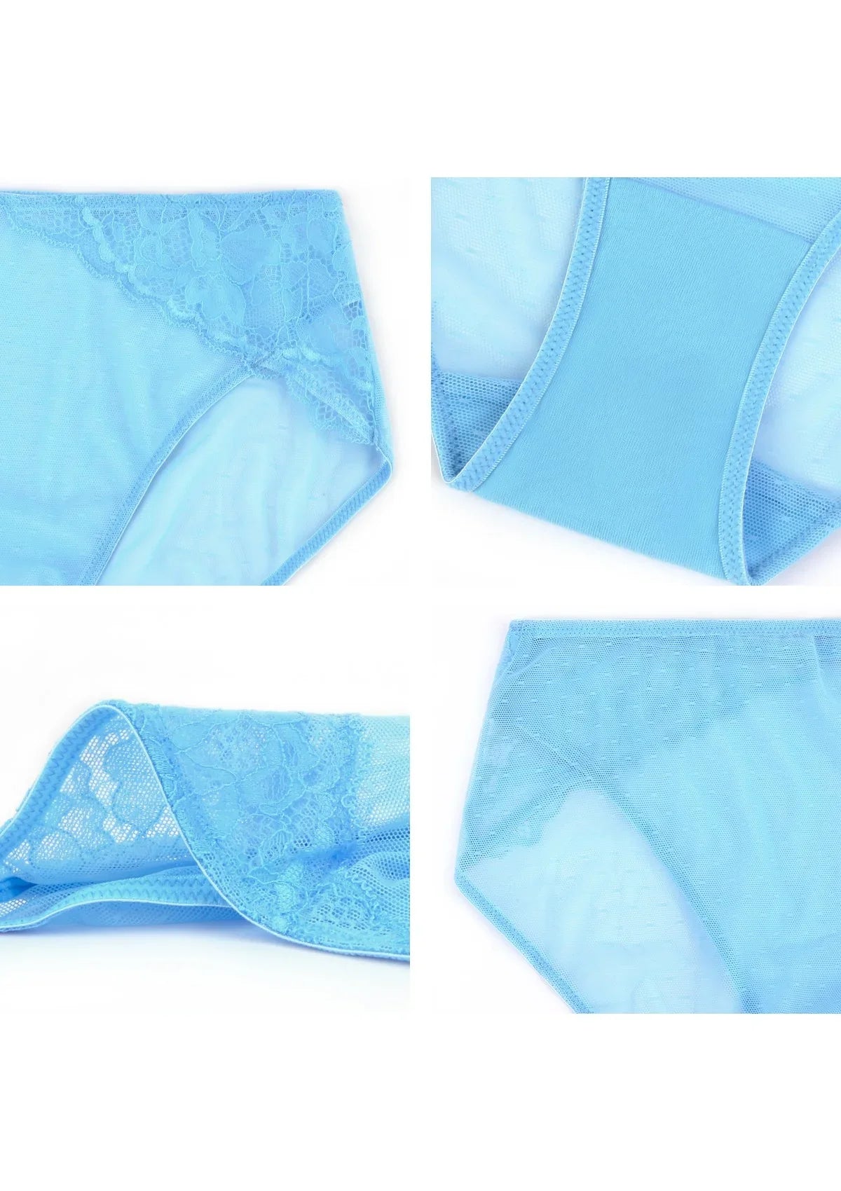 Enchante High-Rise Capri Blue Mesh Brief Underwear - HSIA