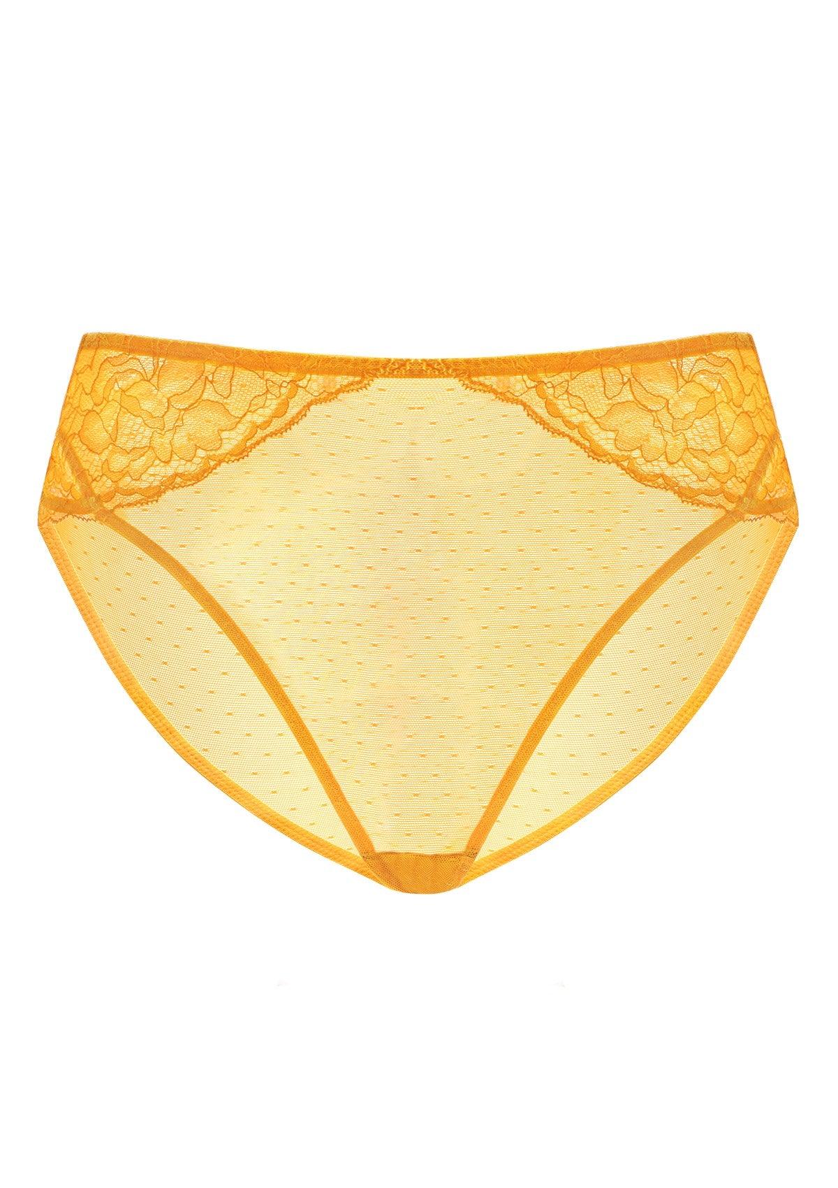 Enchante High-Rise Cadmium Yellow Mesh Brief Underwear - HSIA