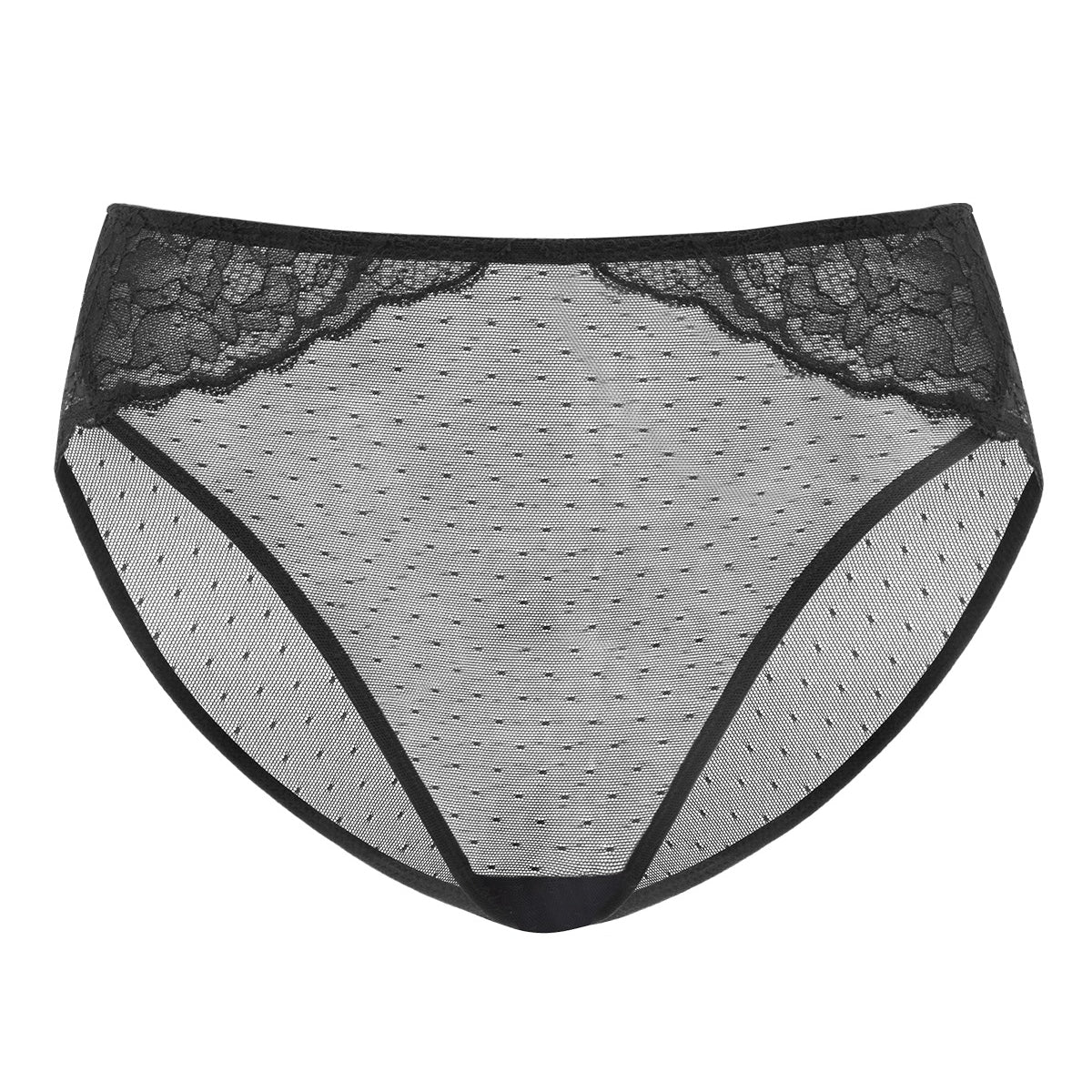 Enchante High-Rise Black Mesh Brief Underwear - HSIA