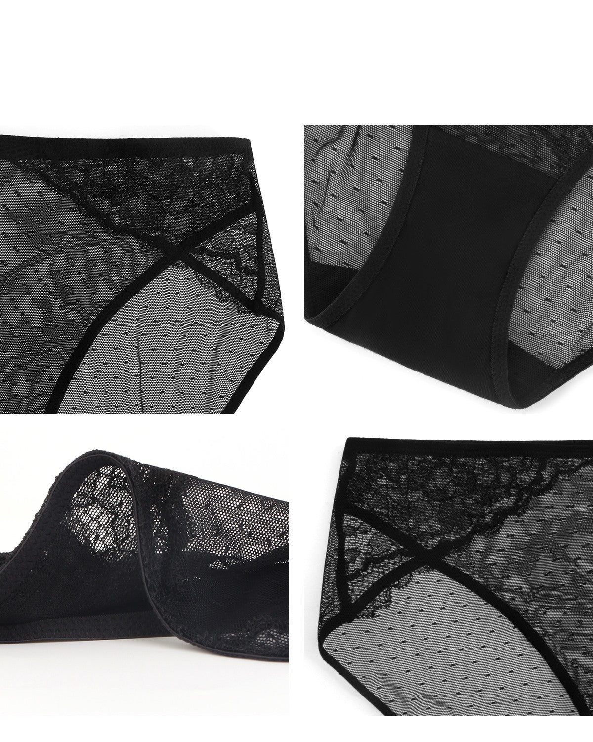Enchante High-Rise Black Mesh Brief Underwear - HSIA