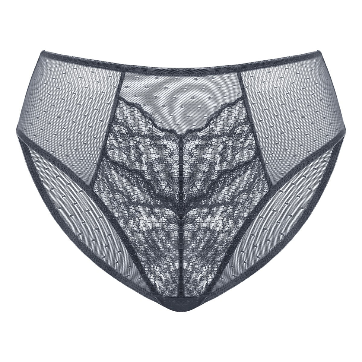 Enchante High-Rise Dark Gray Lace Brief Underwear - HSIA
