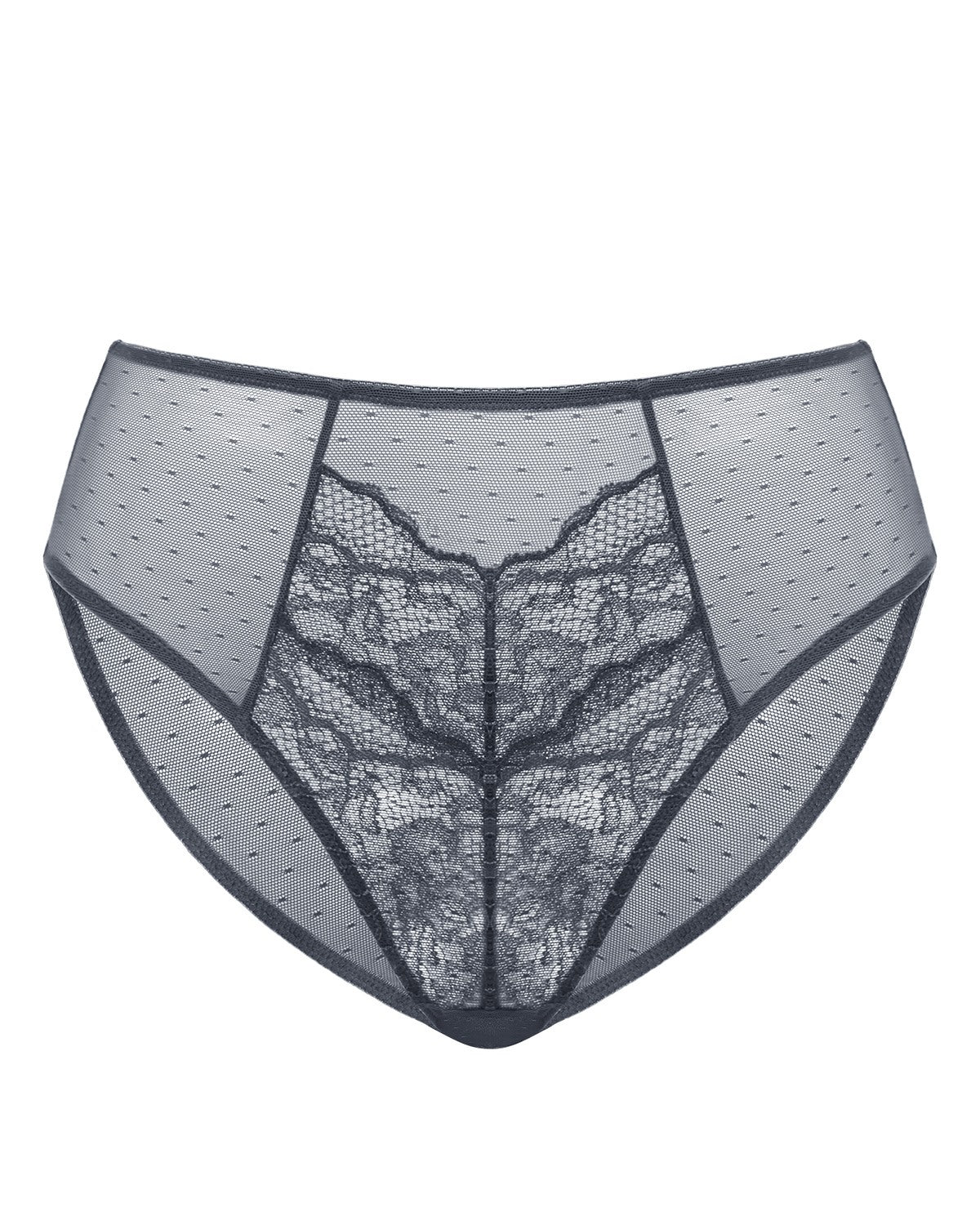 Enchante High-Rise Dark Gray Lace Brief Underwear - HSIA
