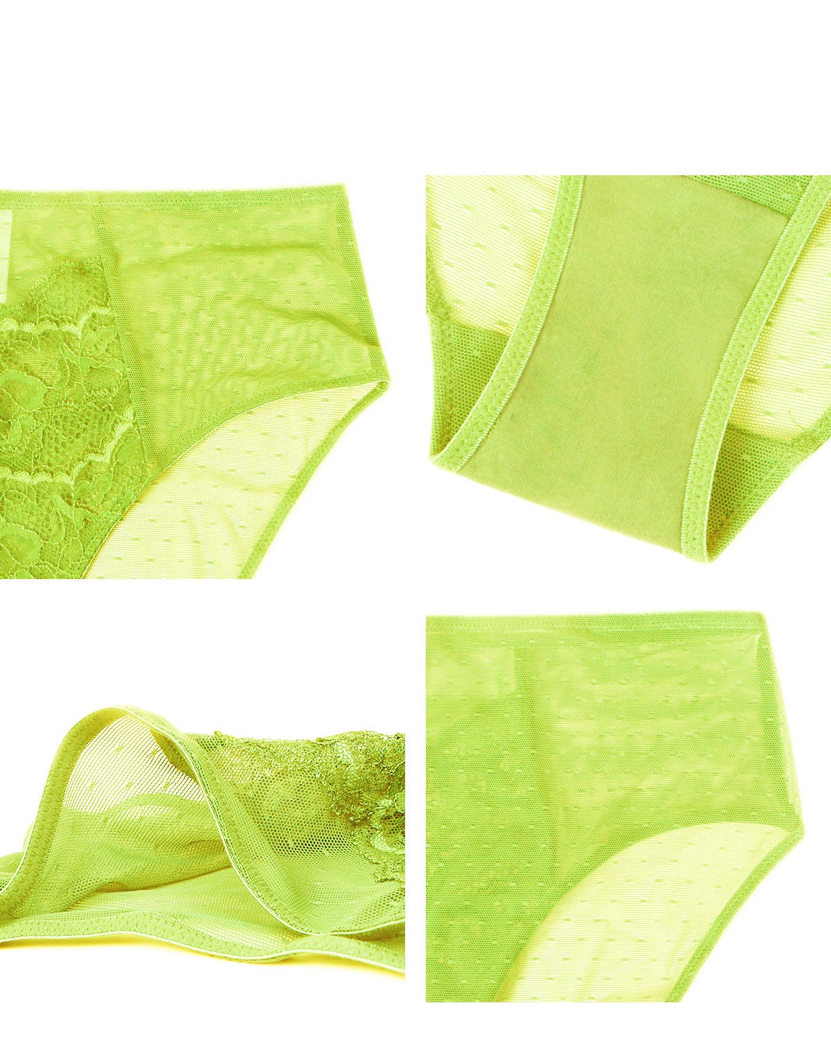 Enchante High-Rise Lime Green Lace Brief Underwear - HSIA