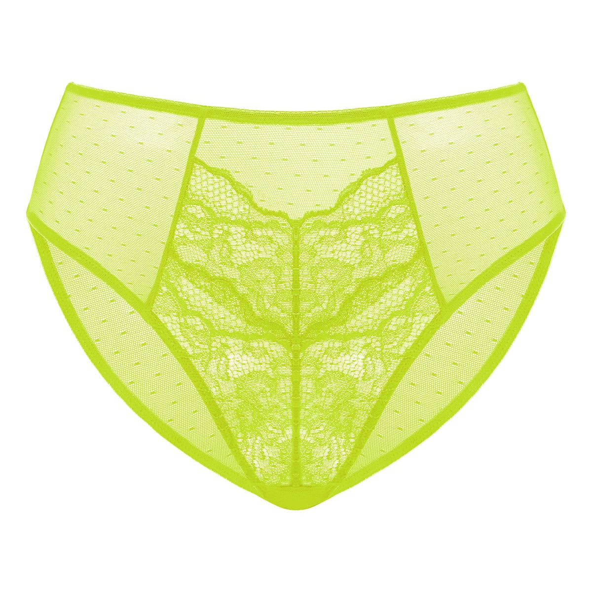 Enchante High-Rise Lime Green Lace Brief Underwear - HSIA