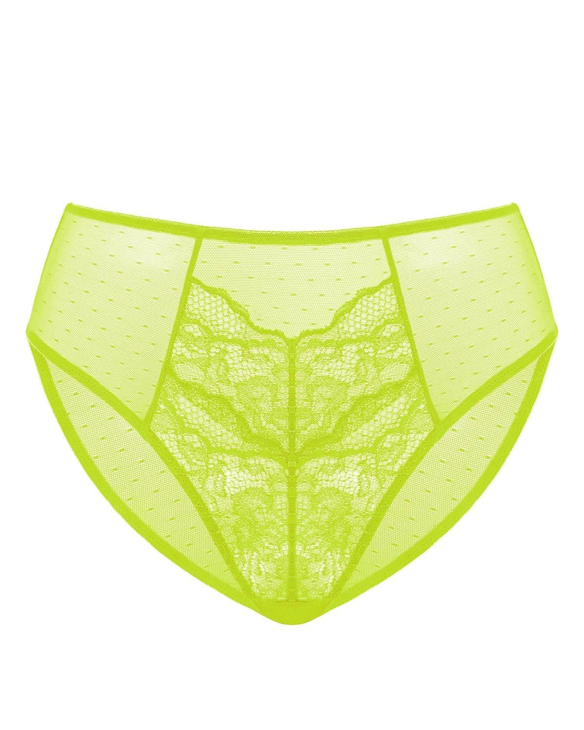 Enchante High-Rise Lime Green Lace Brief Underwear - HSIA