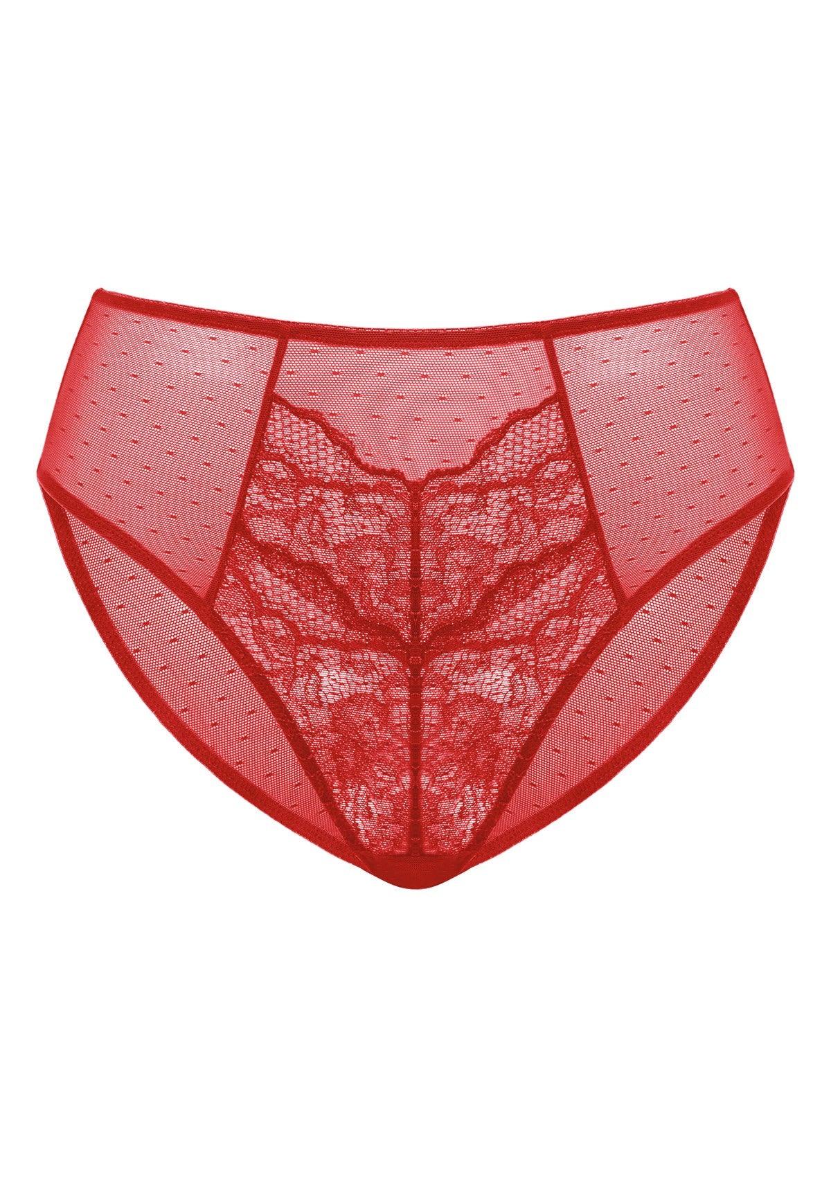 Enchante High-Rise Red Lace Brief Underwear - HSIA