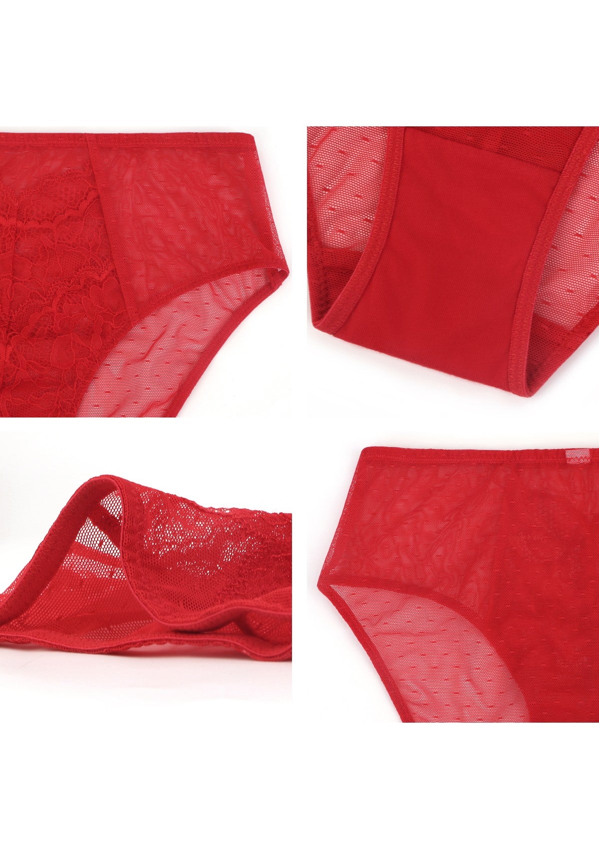 Enchante High-Rise Red Lace Brief Underwear - HSIA