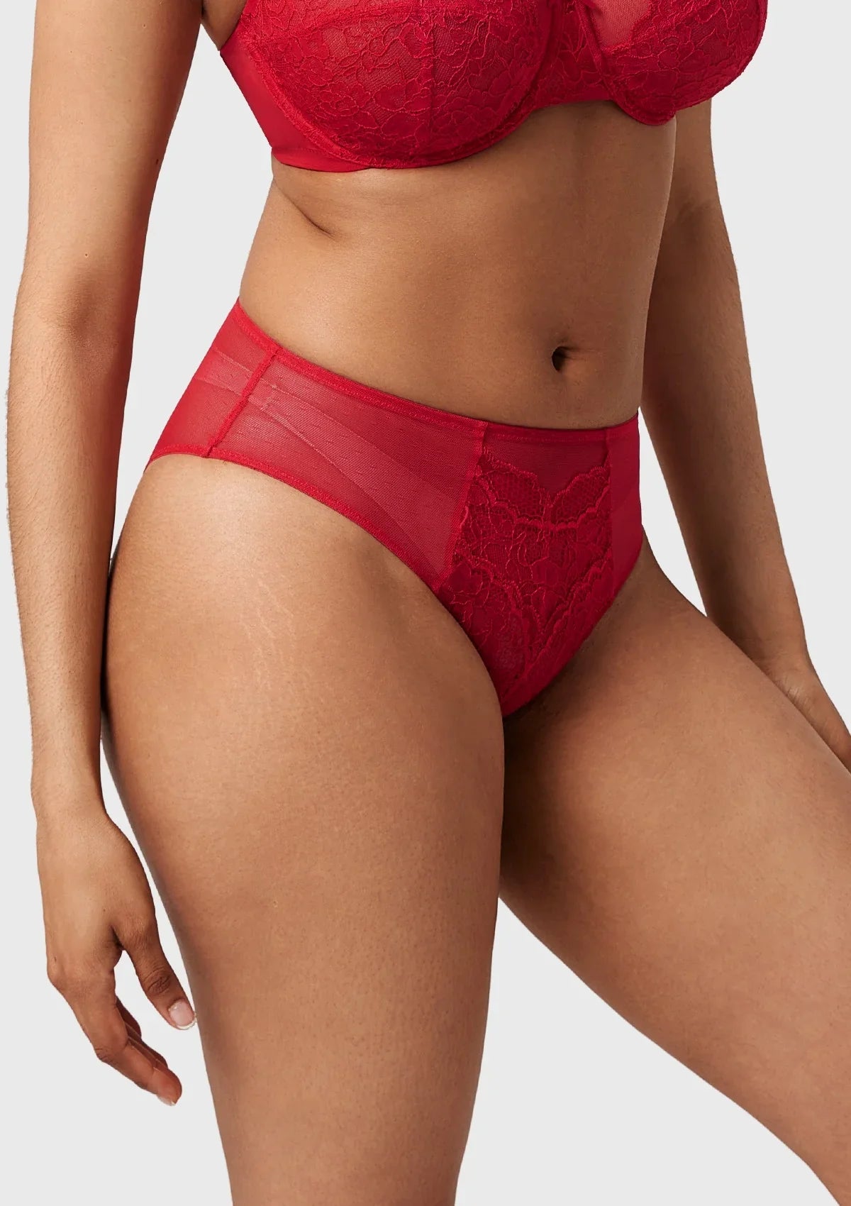 Enchante High-Rise Red Lace Brief Underwear - HSIA