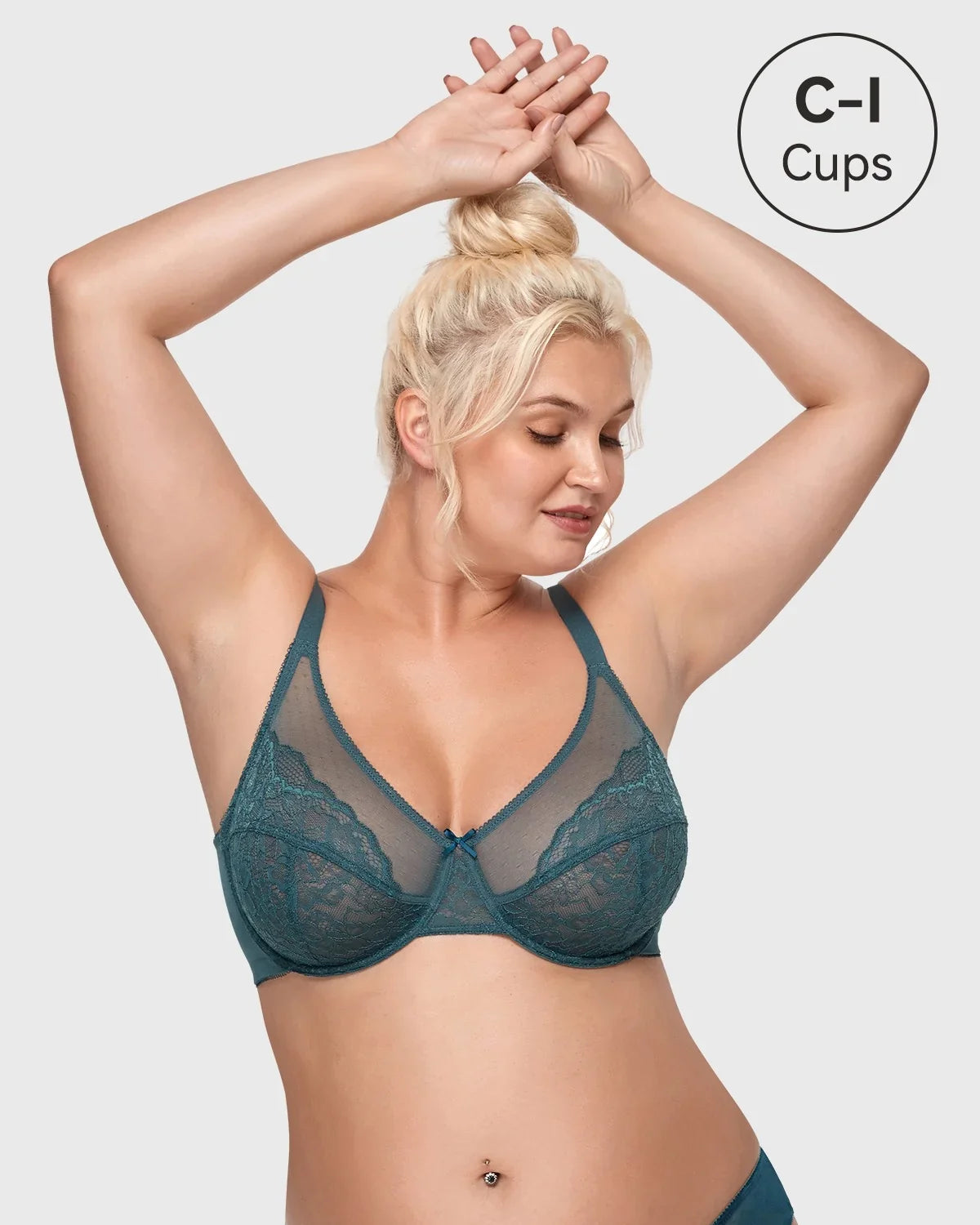 (Cardi B recommends)HSIA Enchante Lace Soft Mesh Blue Unlined Underwire Bra - HSIA