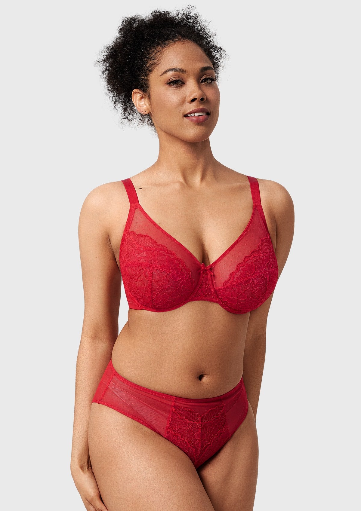 (Cardi B recommends)Enchante Cocoa Brown Lace Unlined Full Coverage Underwire Bra - HSIA