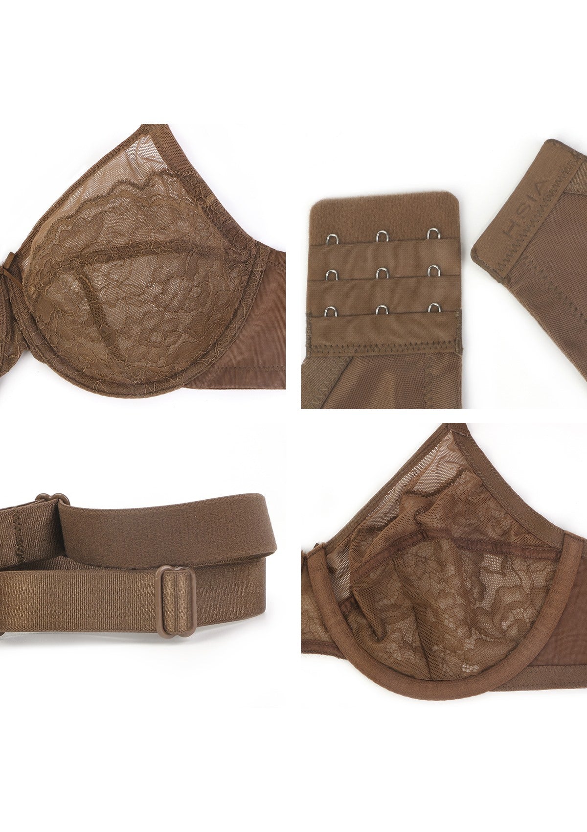 (Cardi B recommends)Enchante Cocoa Brown Lace Unlined Full Coverage Underwire Bra - HSIA