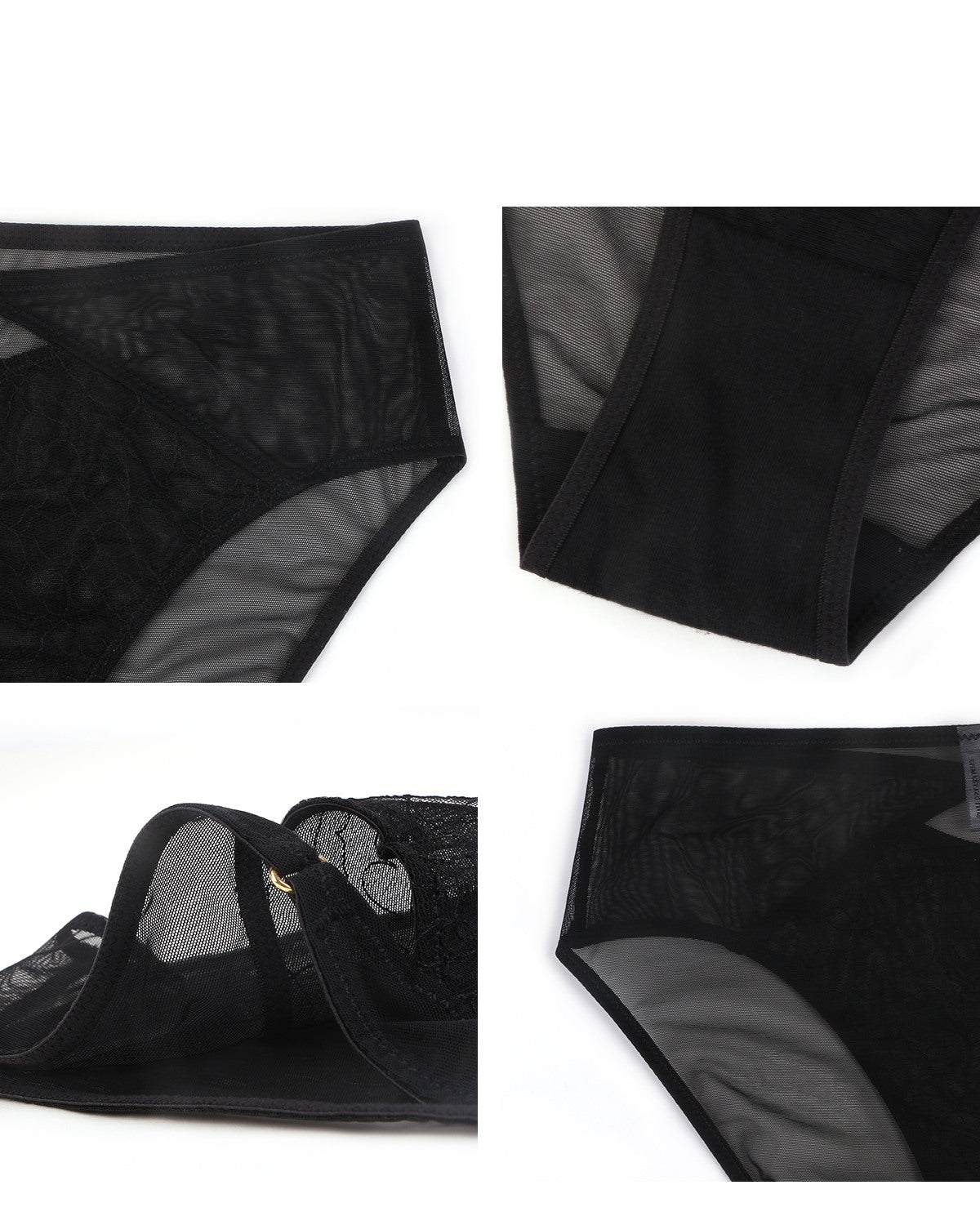 Ethereal Lines Embroidery Mesh Bikini Underwear - HSIA