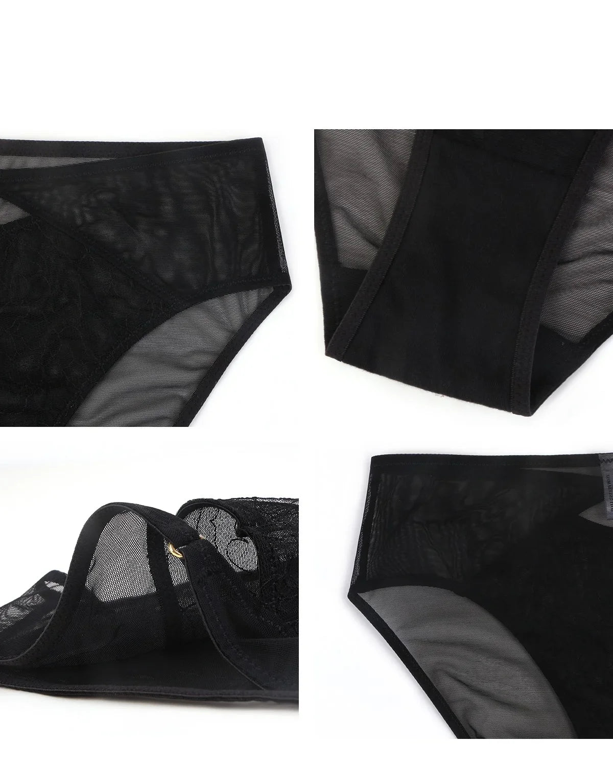 Ethereal Lines Embroidery Mesh Bikini Underwear - HSIA