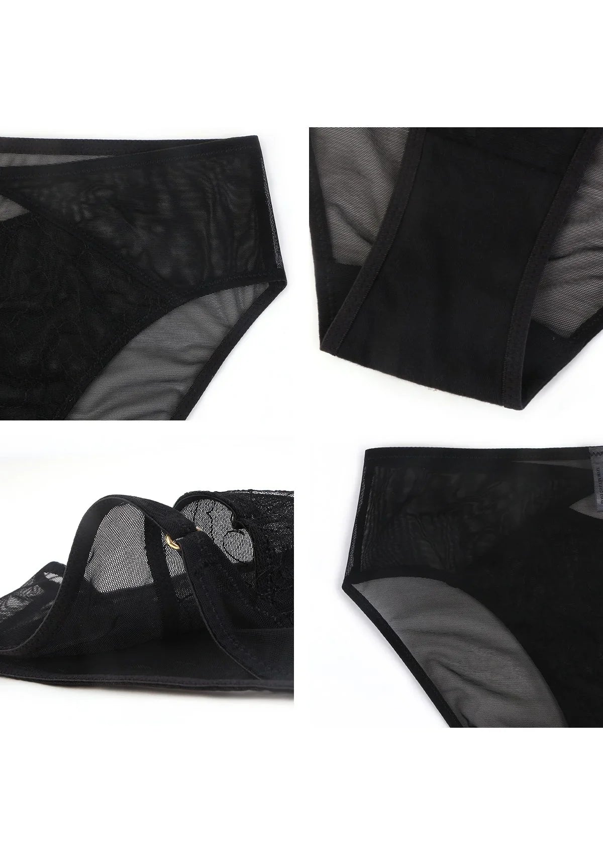 Ethereal Lines Embroidery Mesh Bikini Underwear - HSIA