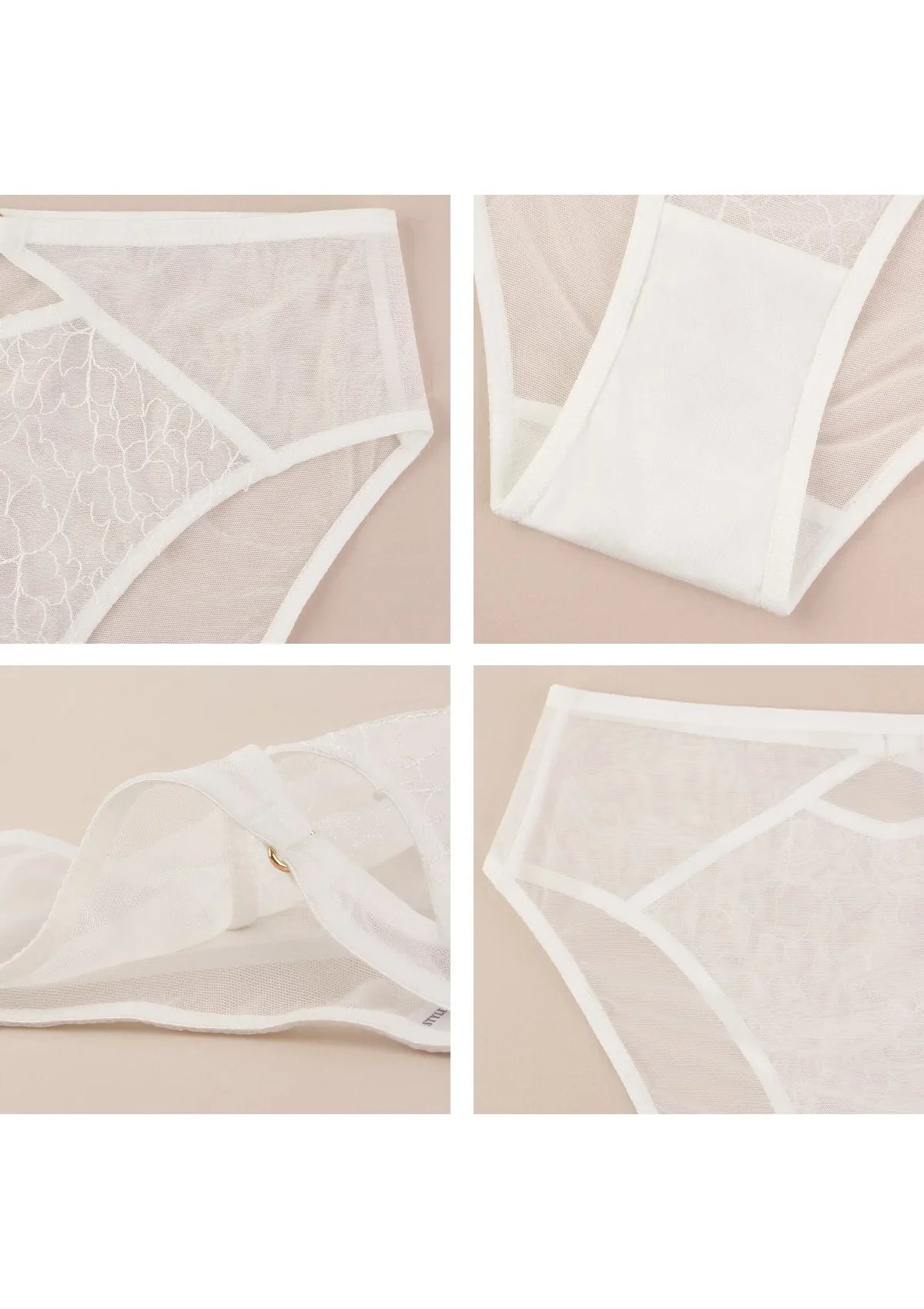 Ethereal Lines Embroidery Mesh Bikini Underwear - HSIA