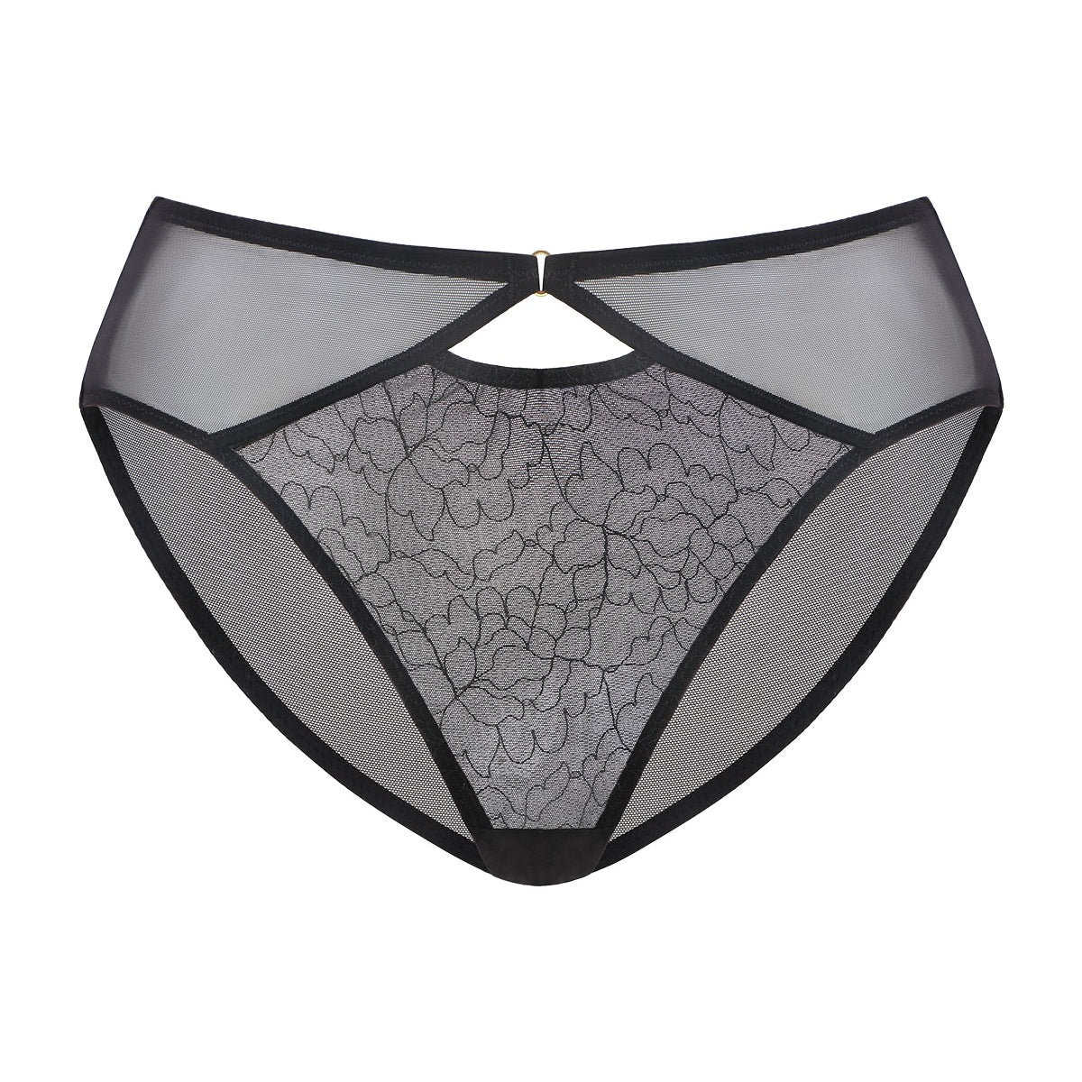 Ethereal Lines Embroidery Mesh Bikini Underwear - HSIA