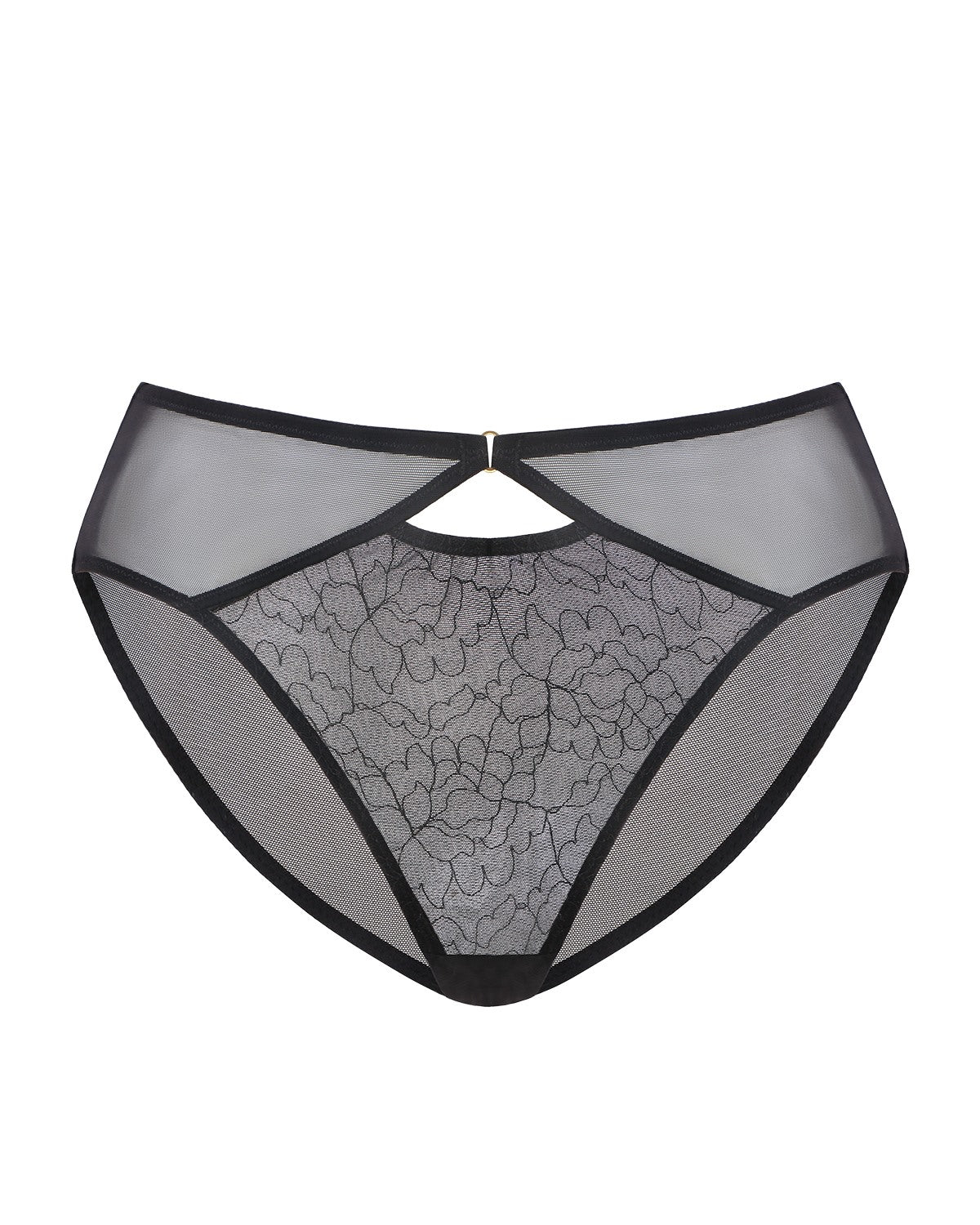 Ethereal Lines Embroidery Mesh Bikini Underwear - HSIA