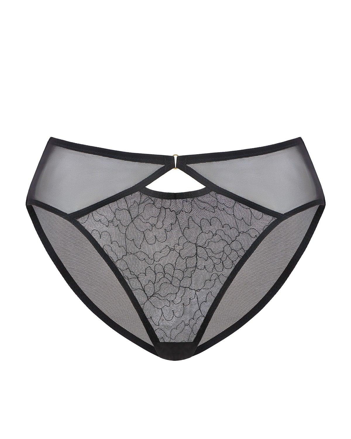 Ethereal Lines Embroidery Mesh Bikini Underwear - HSIA
