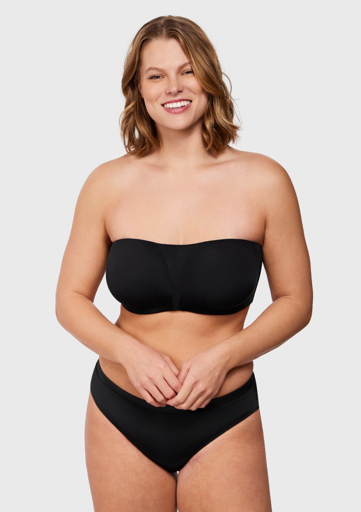 Fiery Unlined Seamless Comfort Underwire Plus Size Bandeau Strapless Bra - HSIA