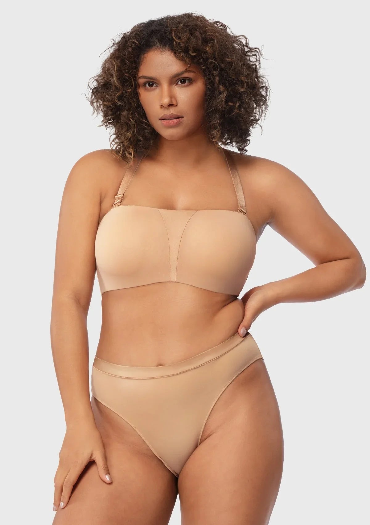 Fiery Unlined Seamless Comfort Underwire Plus Size Bandeau Strapless Bra - HSIA