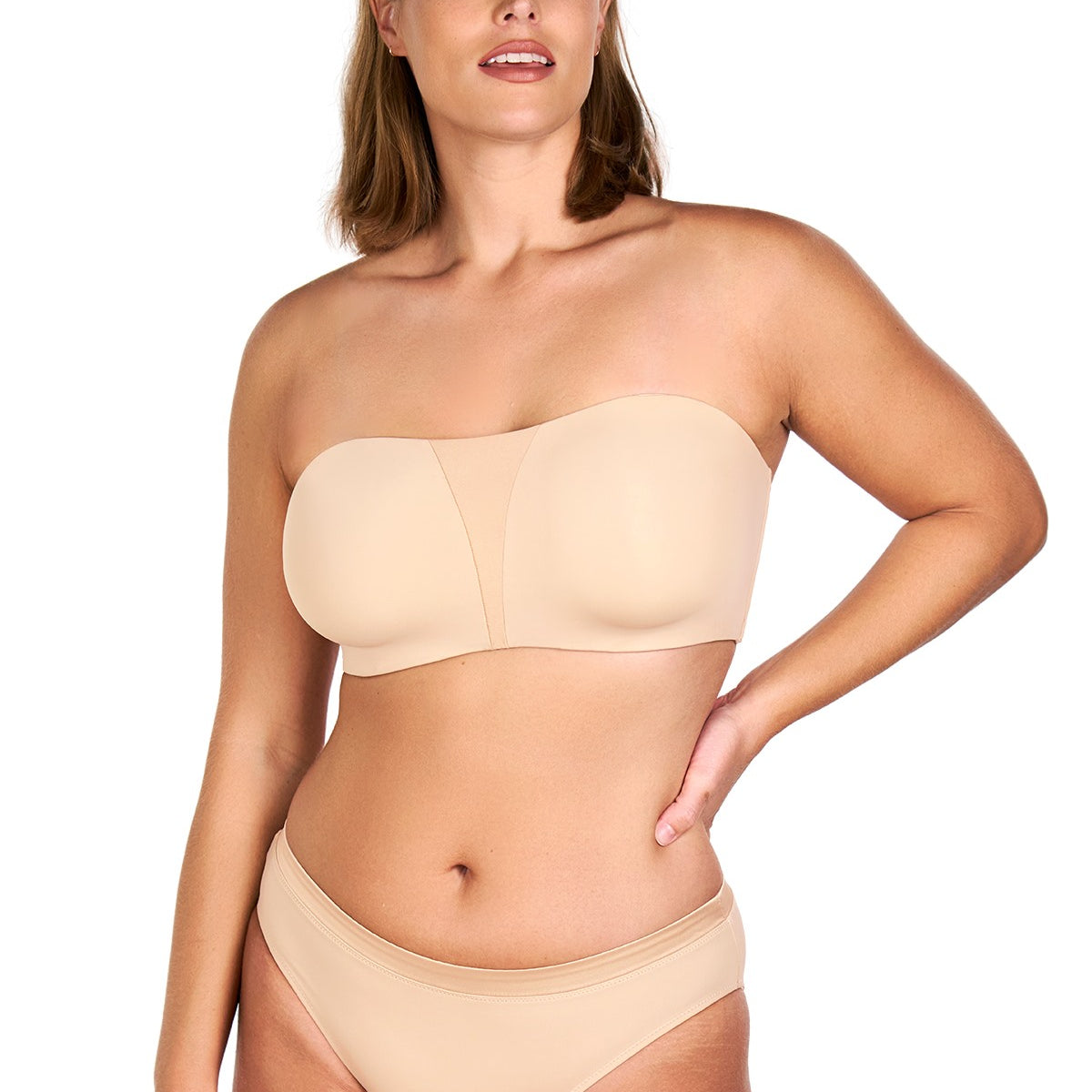 Fiery Unlined Seamless Comfort Underwire Plus Size Bandeau Strapless Bra - HSIA