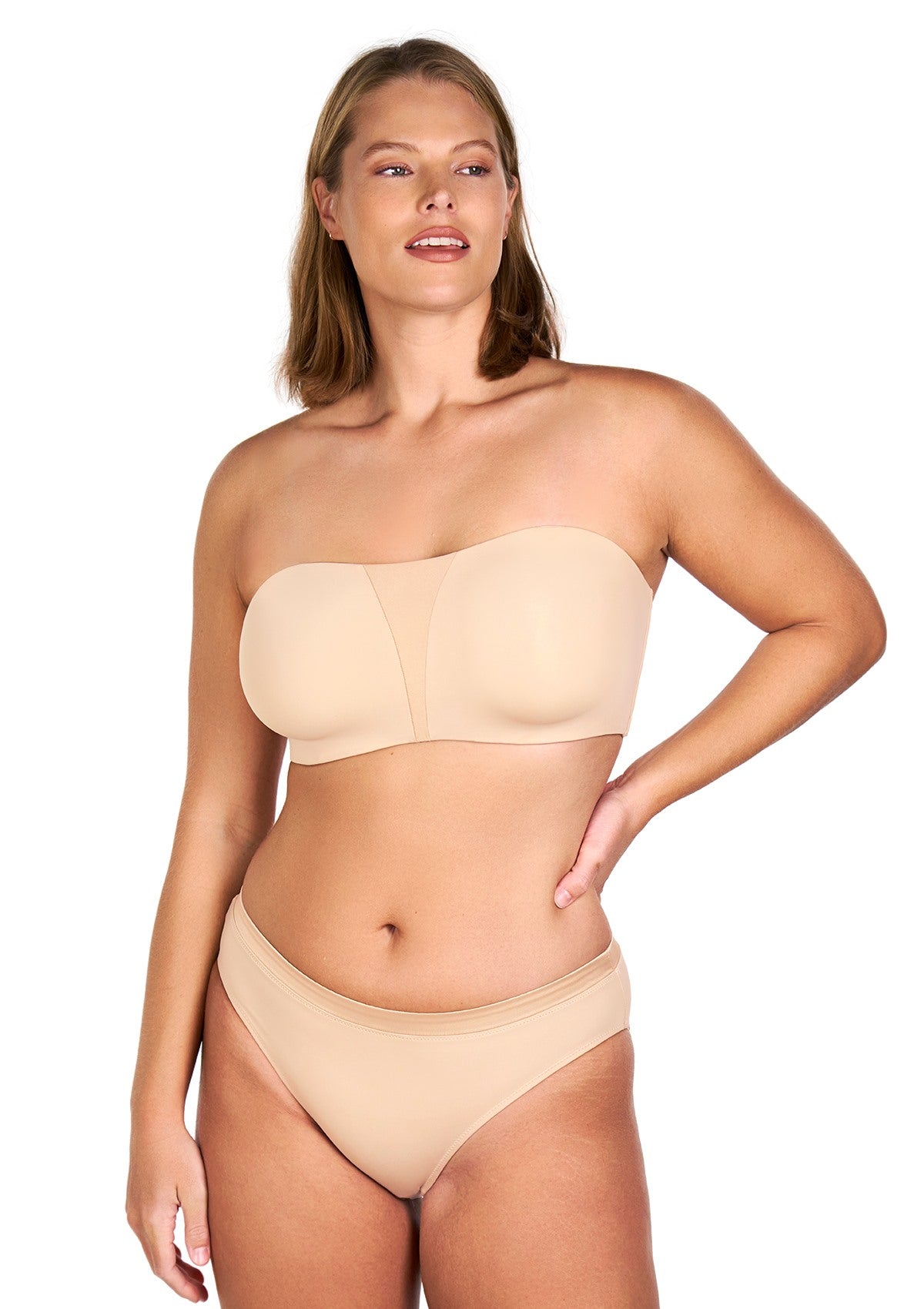 Fiery Unlined Seamless Comfort Underwire Plus Size Bandeau Strapless Bra - HSIA