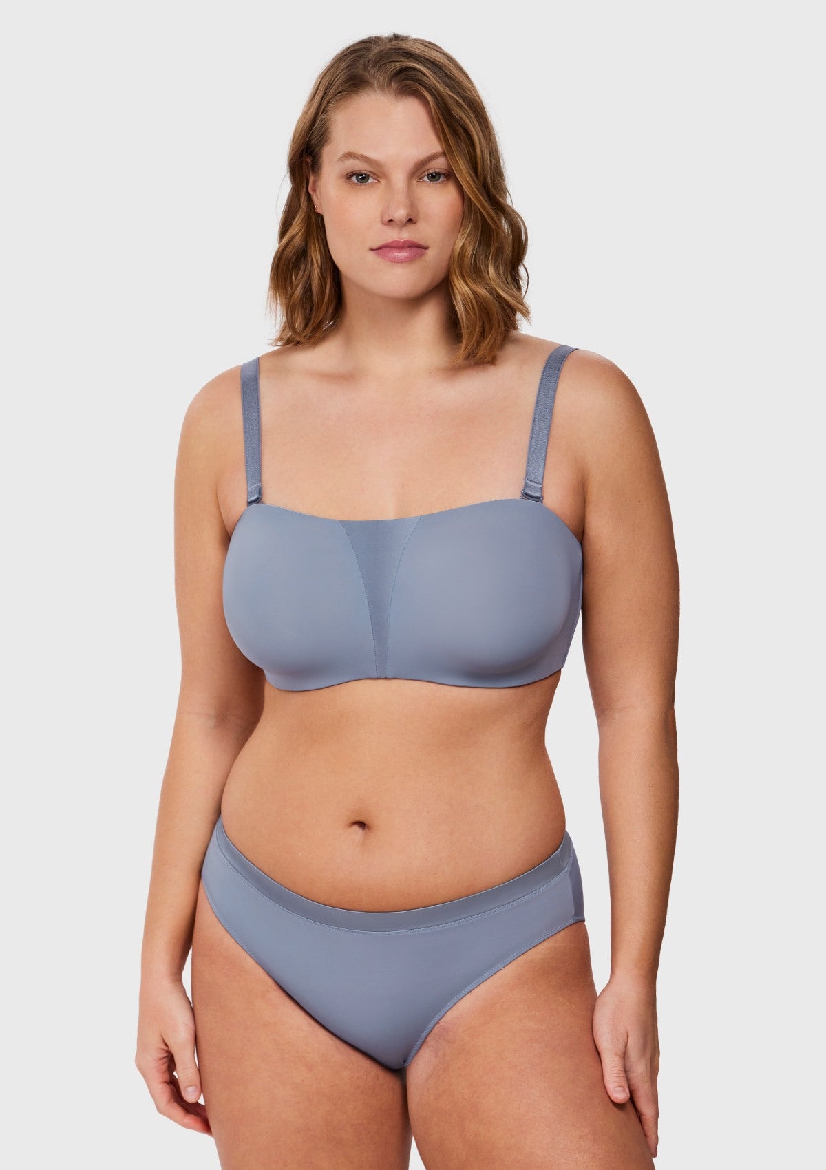 Fiery Unlined Seamless Comfort Underwire Plus Size Bandeau Strapless Bra - HSIA