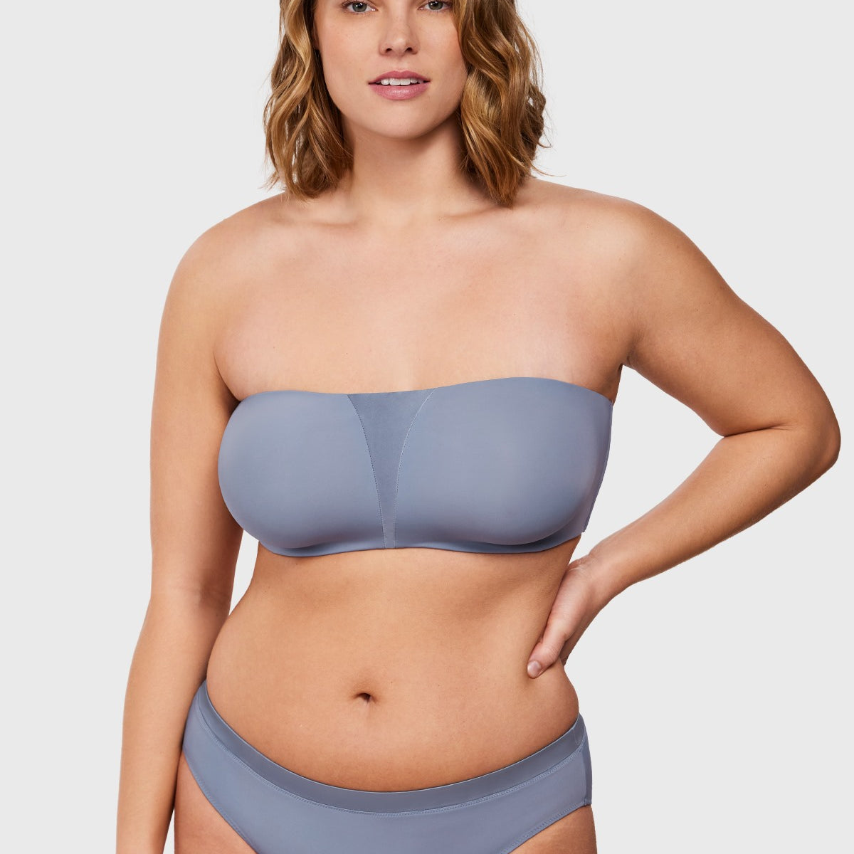 Fiery Unlined Seamless Comfort Underwire Plus Size Bandeau Strapless Bra - HSIA