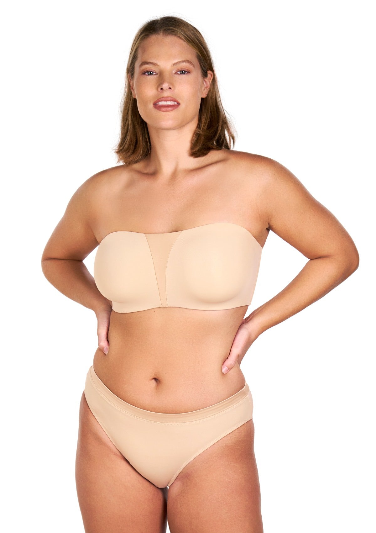 Fiery Unlined Seamless Comfort Underwire Plus Size Bandeau Strapless Bra - HSIA