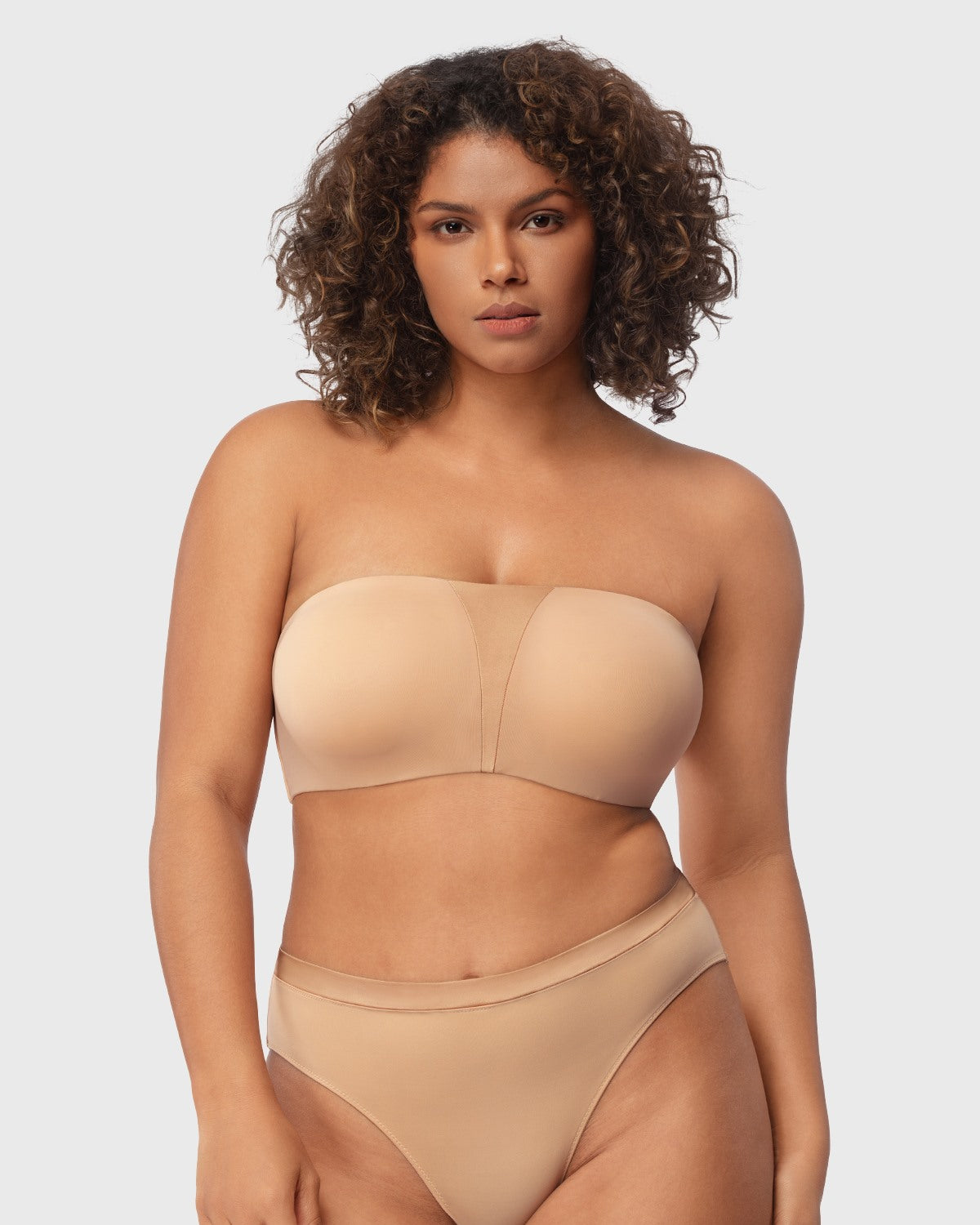 Fiery Unlined Seamless Comfort Underwire Plus Size Bandeau Strapless Bra - HSIA