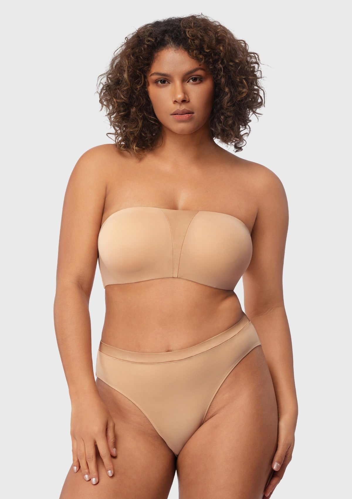 Fiery Unlined Seamless Comfort Underwire Plus Size Bandeau Strapless Bra - HSIA