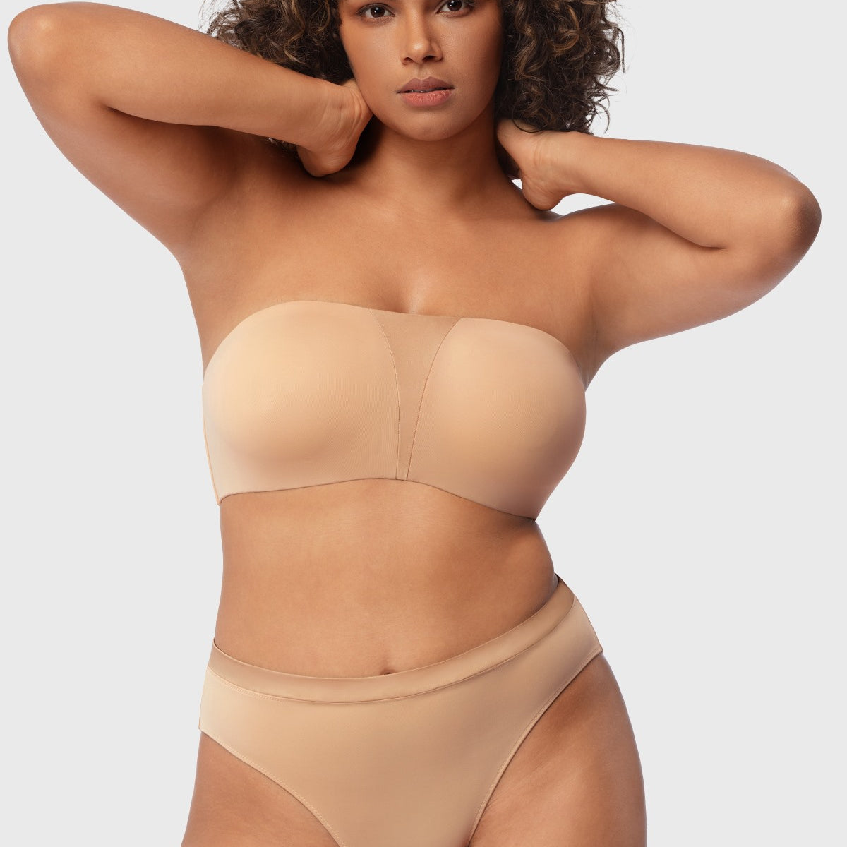Fiery Unlined Seamless Comfort Underwire Plus Size Bandeau Strapless Bra - HSIA
