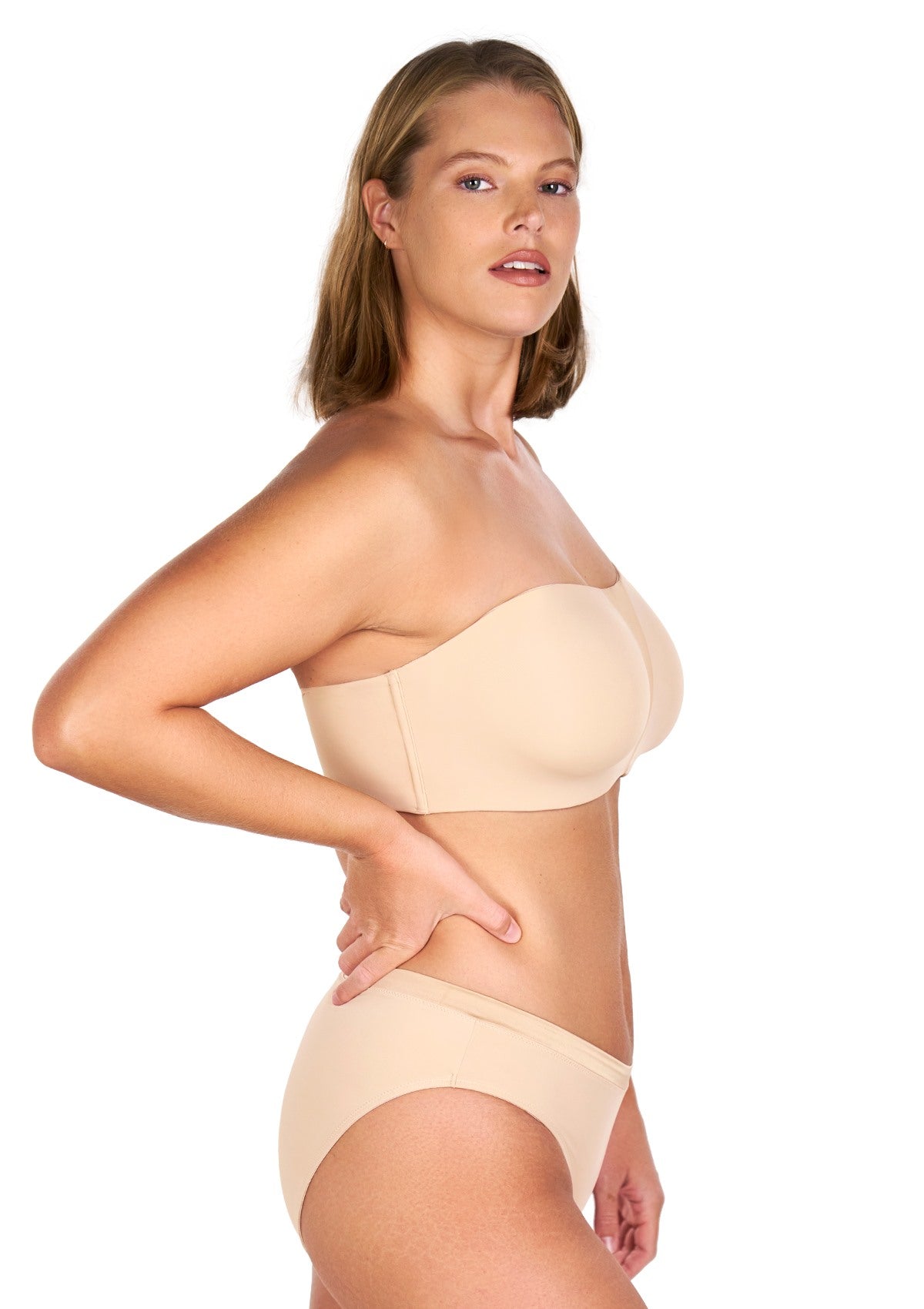 Fiery Unlined Seamless Comfort Underwire Plus Size Bandeau Strapless Bra - HSIA