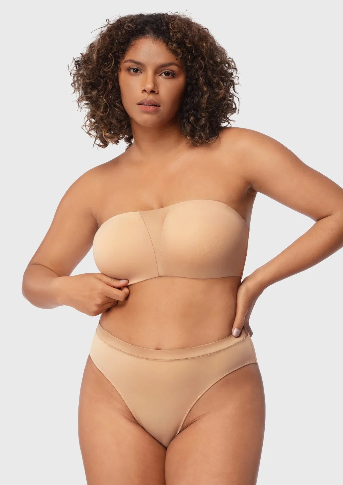 Fiery Unlined Seamless Comfort Underwire Plus Size Bandeau Strapless Bra - HSIA