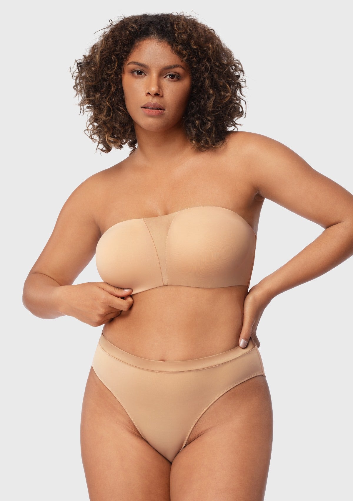 Fiery Unlined Seamless Comfort Underwire Plus Size Bandeau Strapless Bra - HSIA