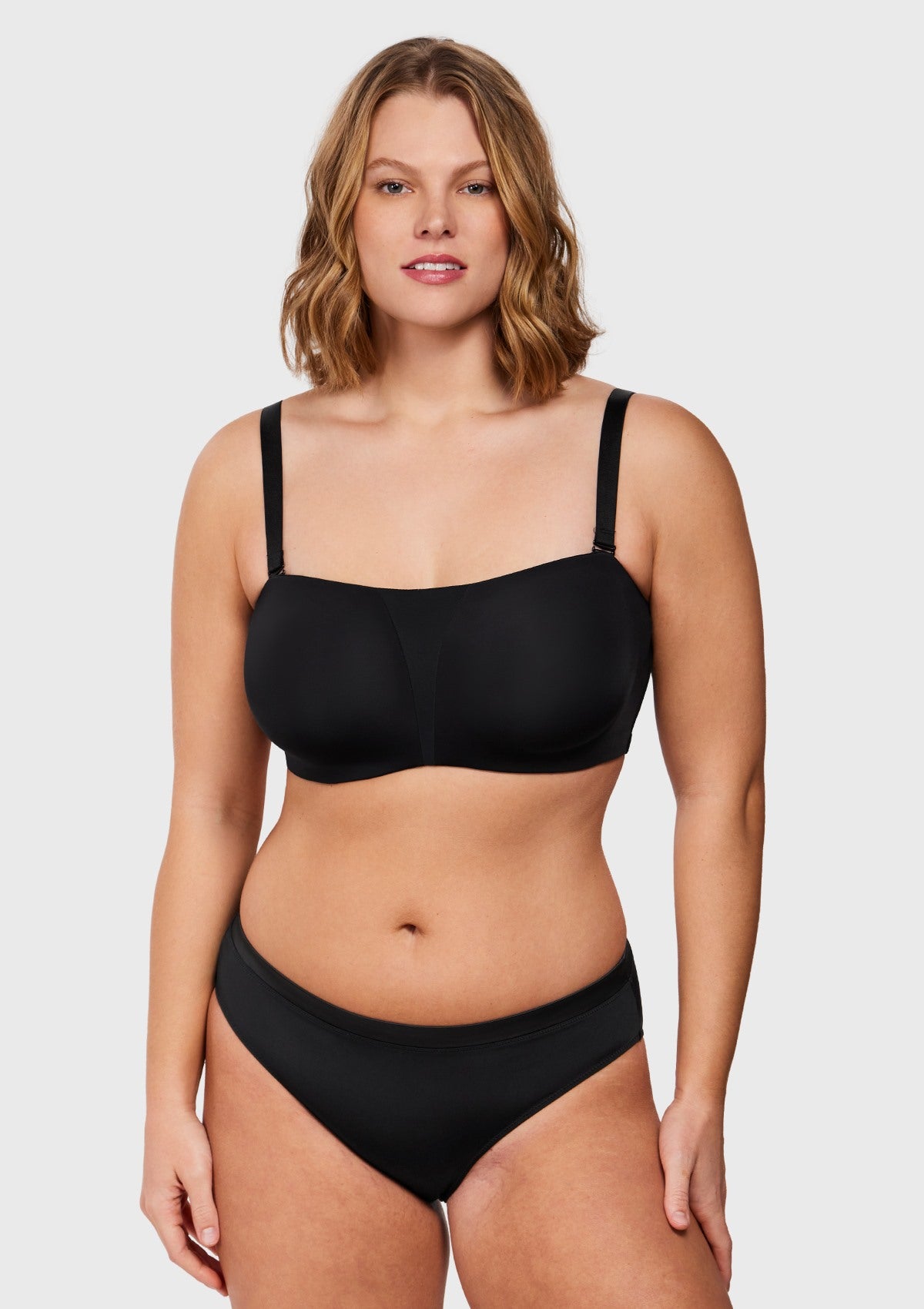 Fiery Unlined Seamless Comfort Underwire Plus Size Bandeau Strapless Bra - HSIA