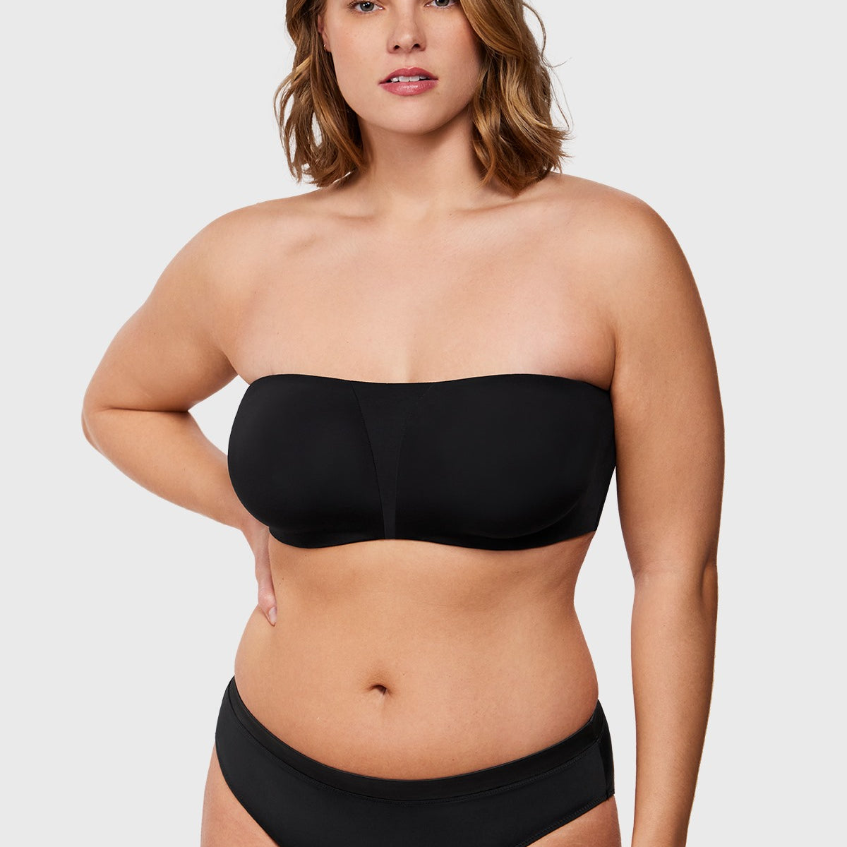 Fiery Unlined Seamless Comfort Underwire Plus Size Bandeau Strapless Bra - HSIA