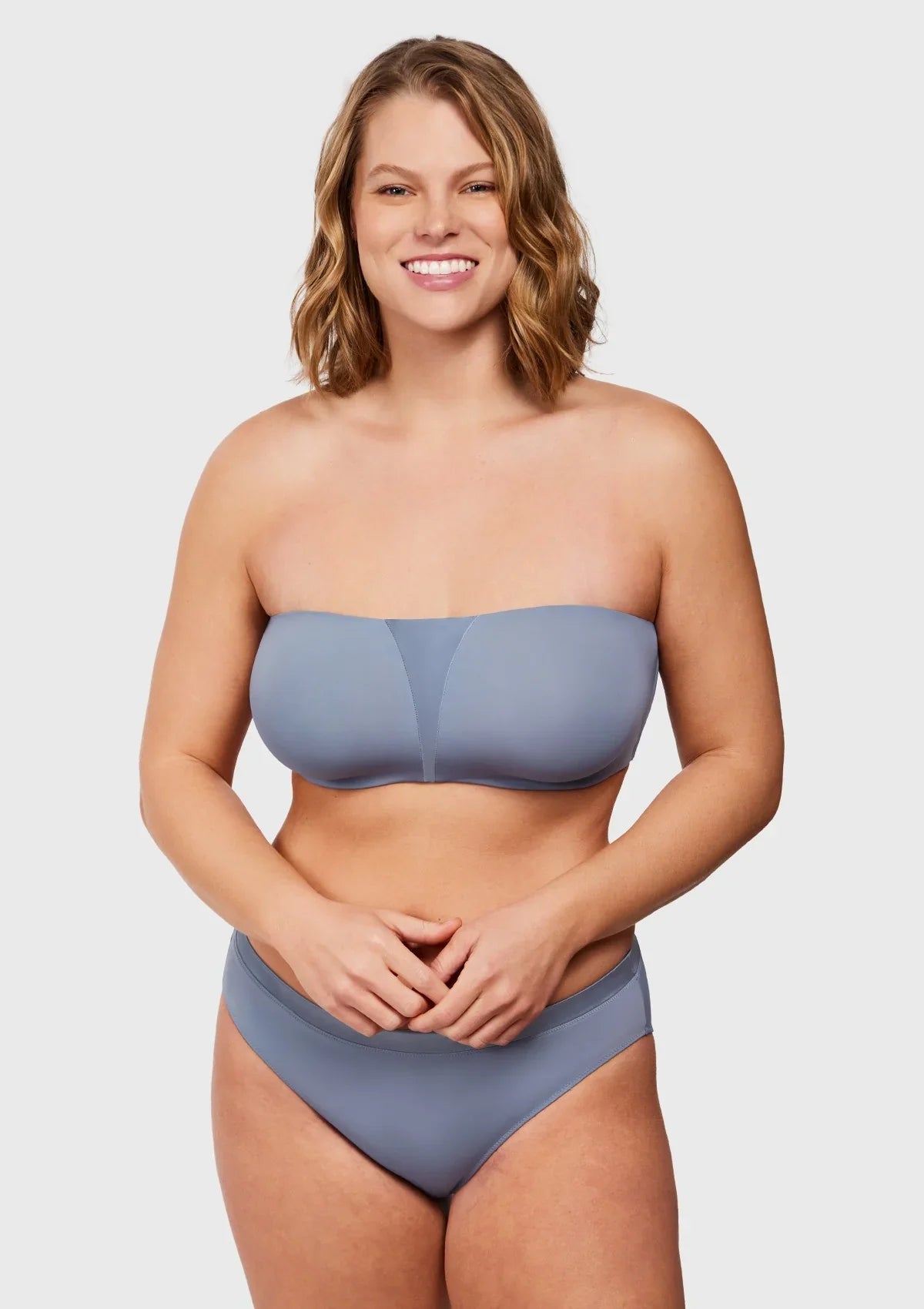 Fiery Unlined Seamless Comfort Underwire Plus Size Bandeau Strapless Bra - HSIA