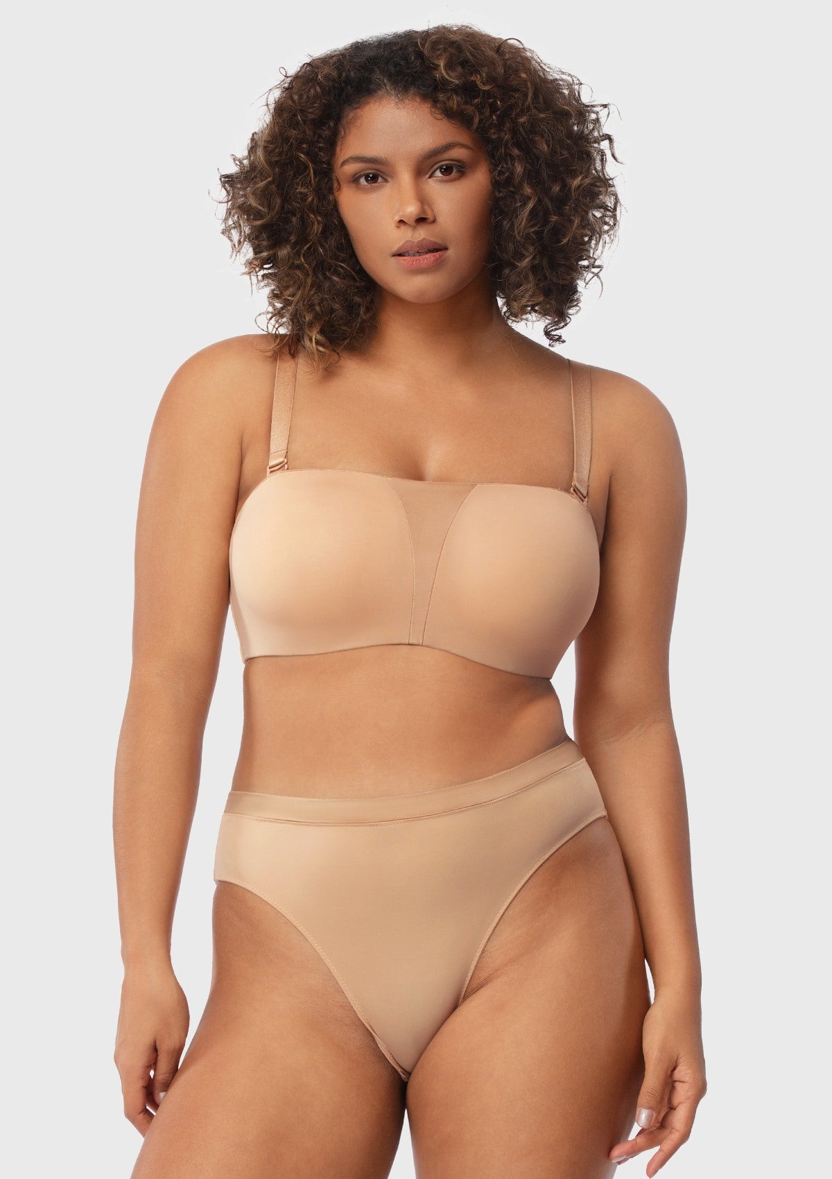 Fiery Unlined Seamless Comfort Underwire Plus Size Bandeau Strapless Bra - HSIA