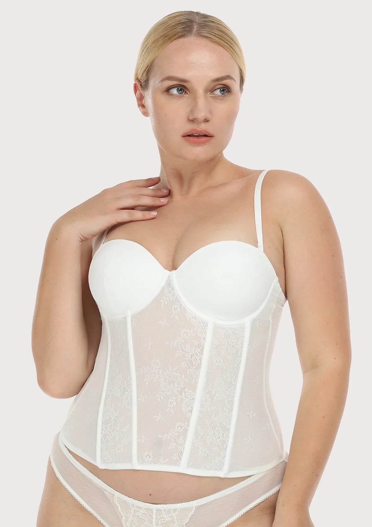 Gracious Overbust Lace Corset Bustier - HSIA