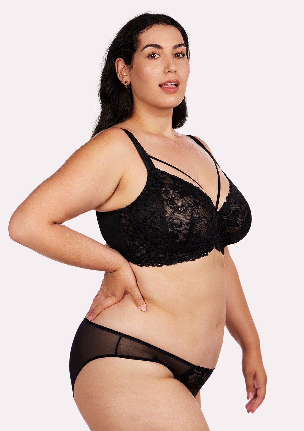 HSIA Pretty In Petals Black Unlined Strappy Lace Bra - HSIA