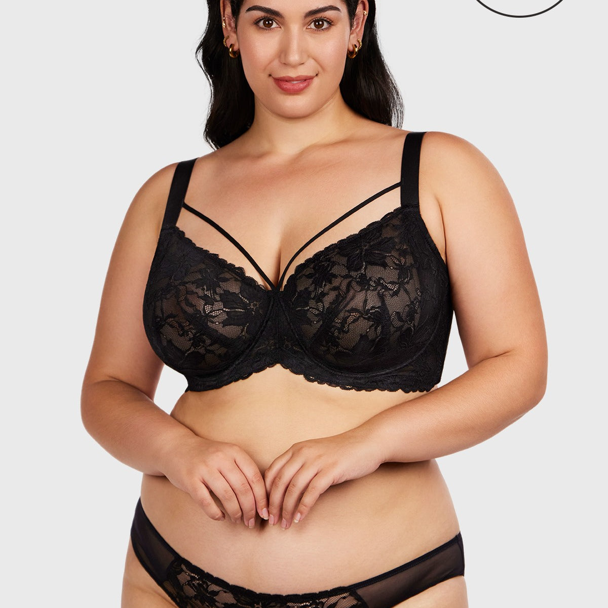 Pretty In Petals Black Unlined Strappy Lace Bra - HSIA
