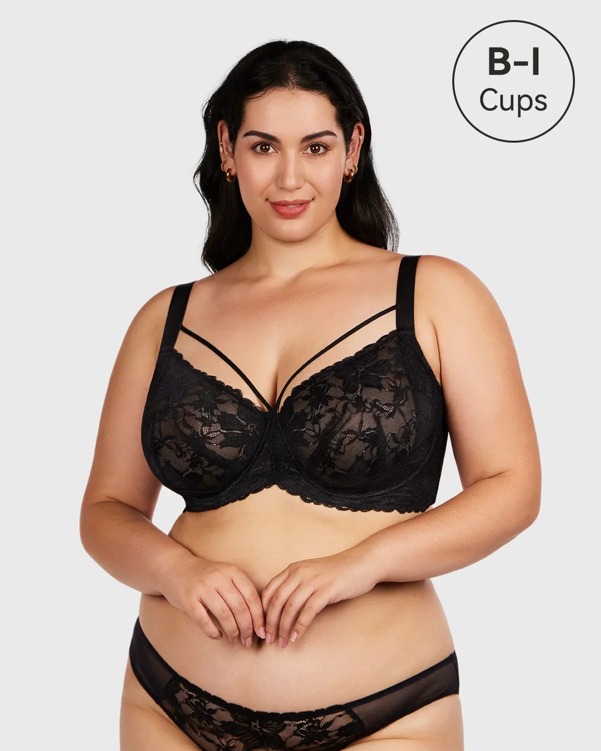 Pretty In Petals Black Unlined Strappy Lace Bra - HSIA