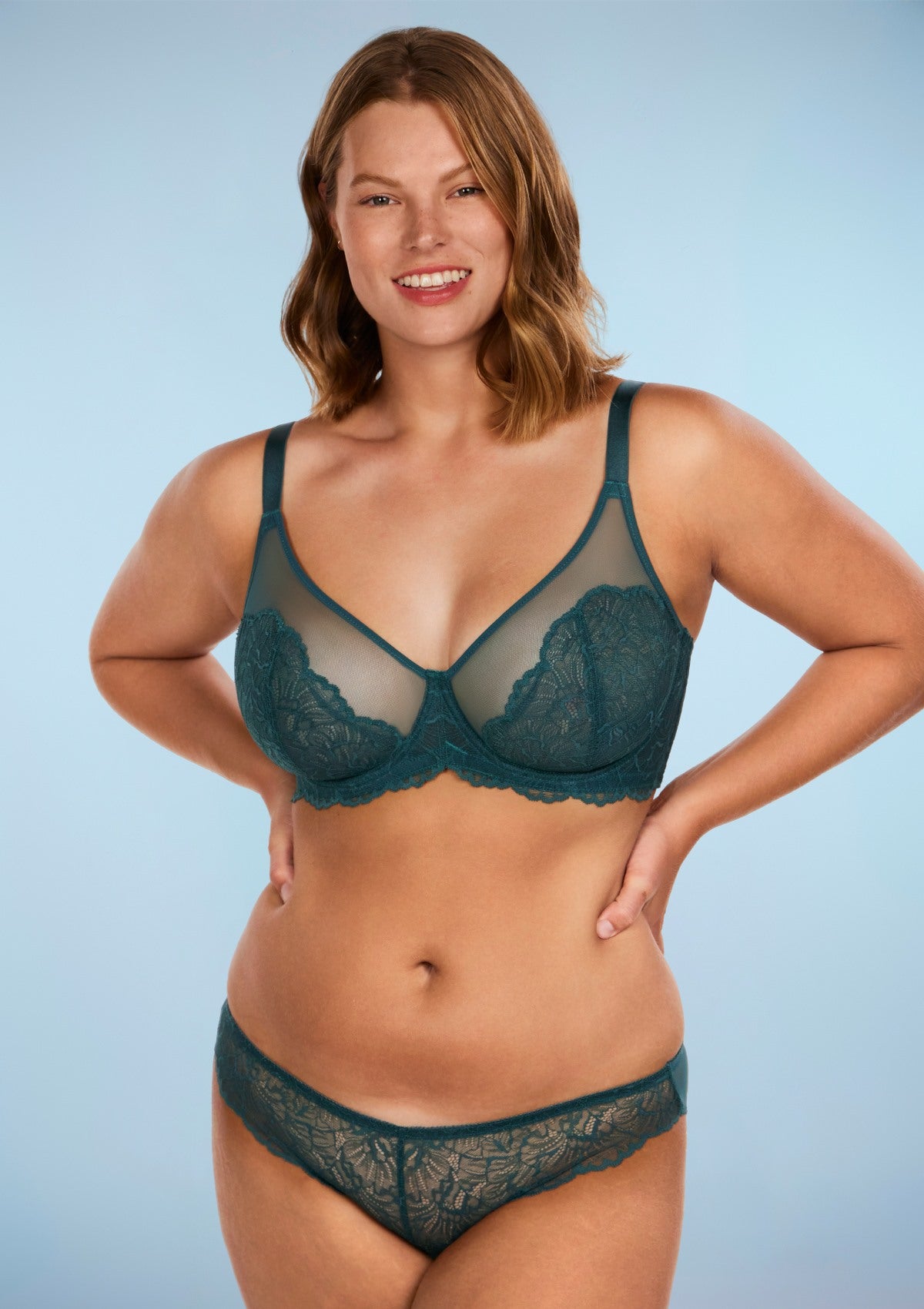 Blossom Balsam Blue Unlined Lace Bra - HSIA