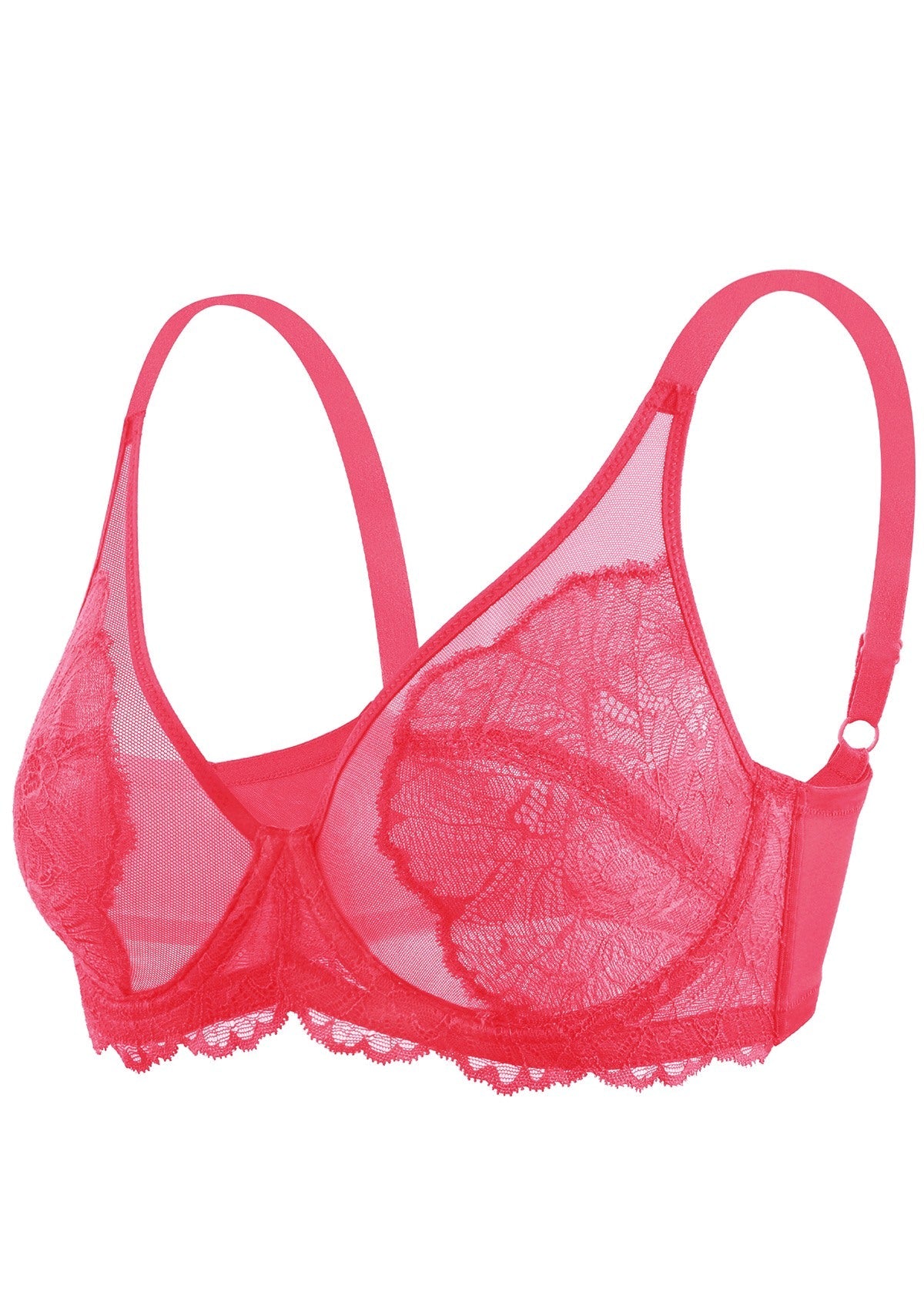 Blossom Raspberry Unlined Lace Underwire Bra Set - HSIA