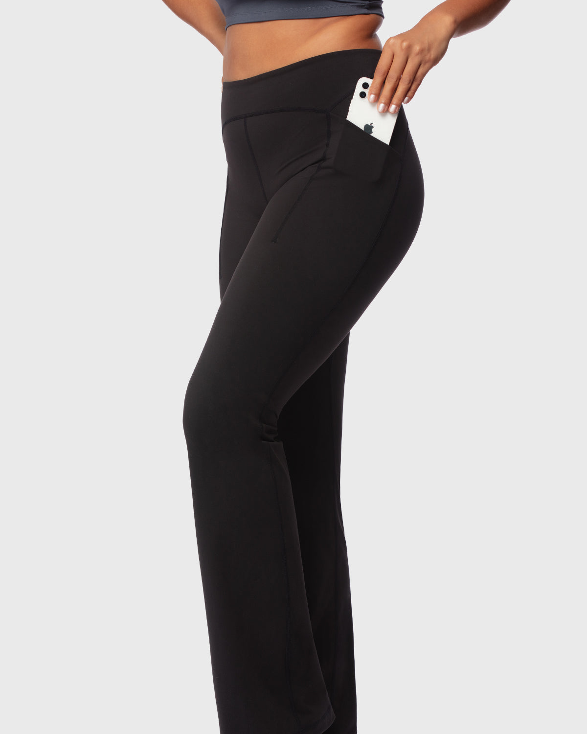 LEAPX High-Waisted Stretch Bootcut Yoga Pants Workout Leggings With Pockets - HSIA