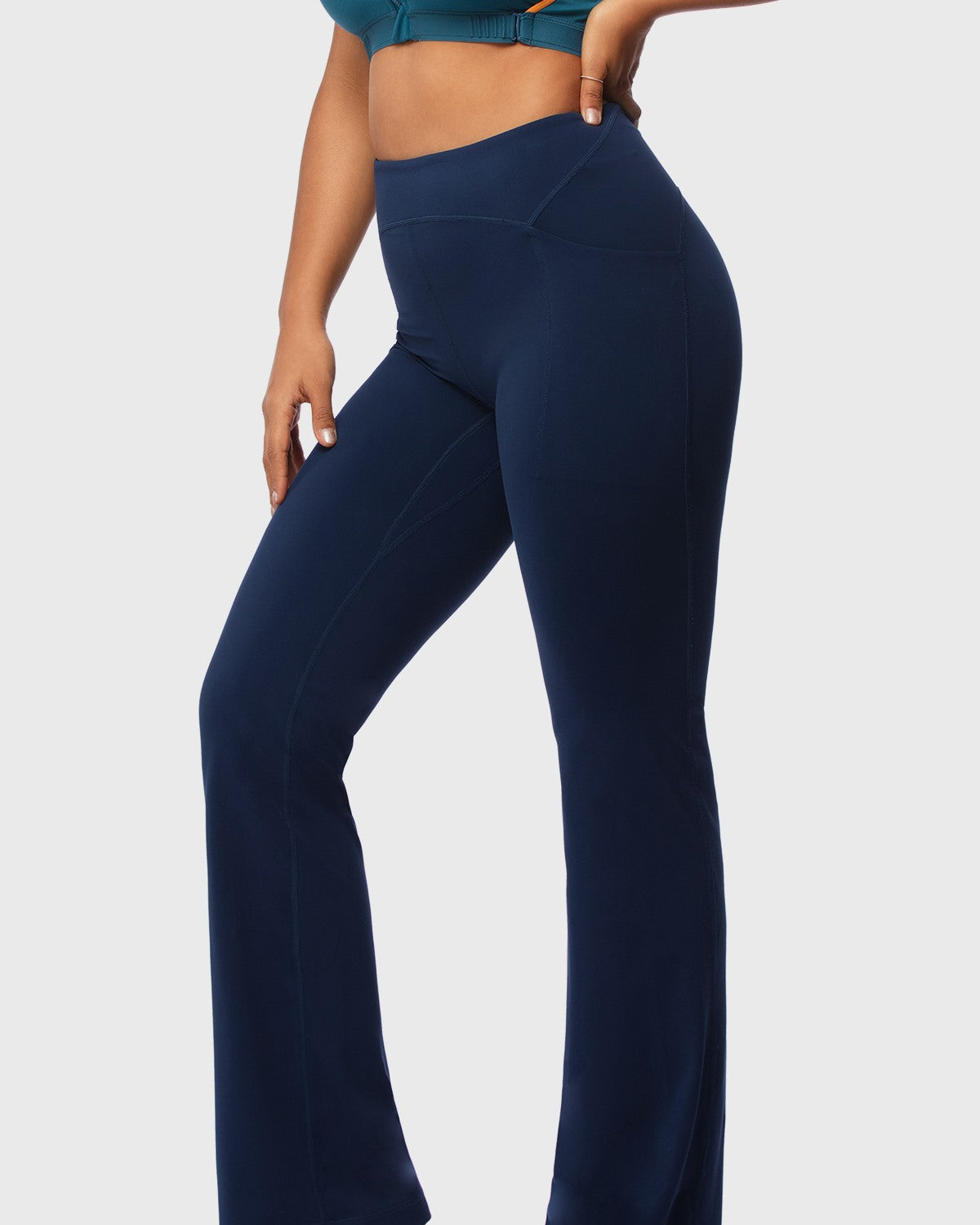 LEAPX High-Waisted Stretch Bootcut Yoga Pants Workout Leggings With Pockets - HSIA