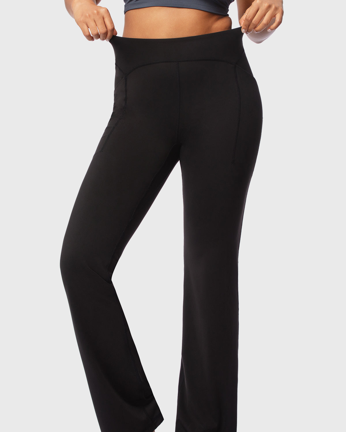 LEAPX High-Waisted Stretch Bootcut Yoga Pants Workout Leggings With Pockets - HSIA