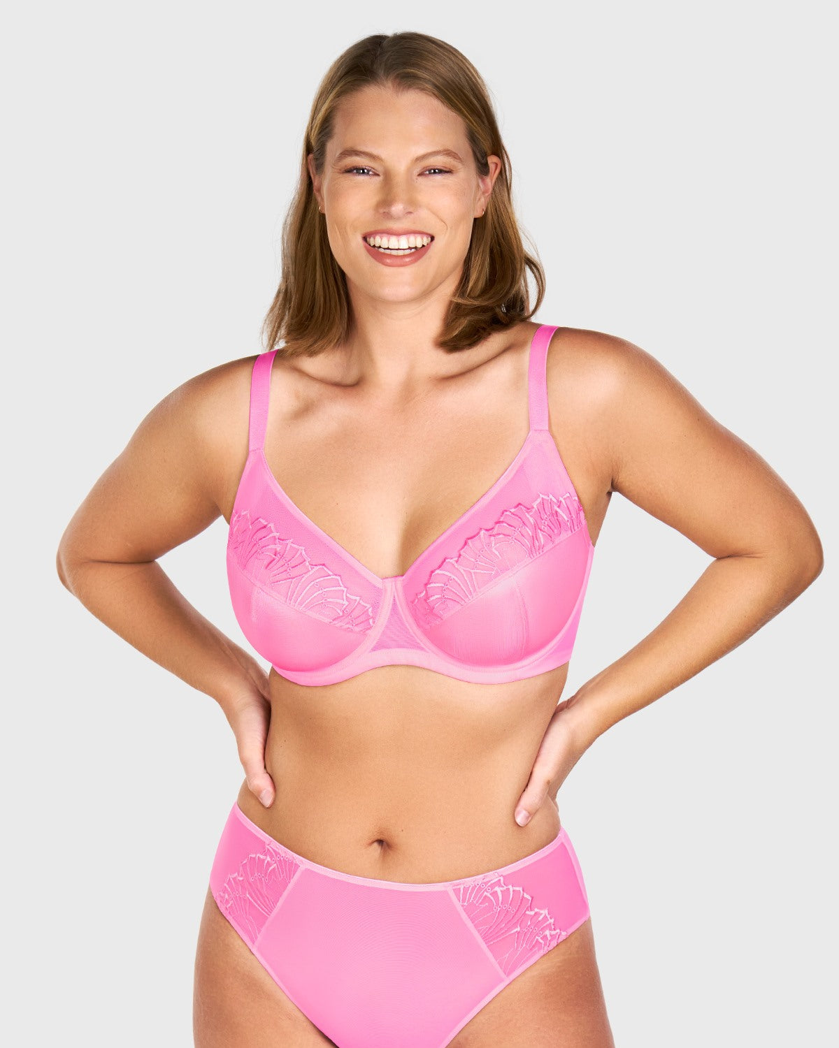 HSlA Pearl Shimmer Unlined Plus Size Full Coverage Underwire Comfortable Bra - HSIA
