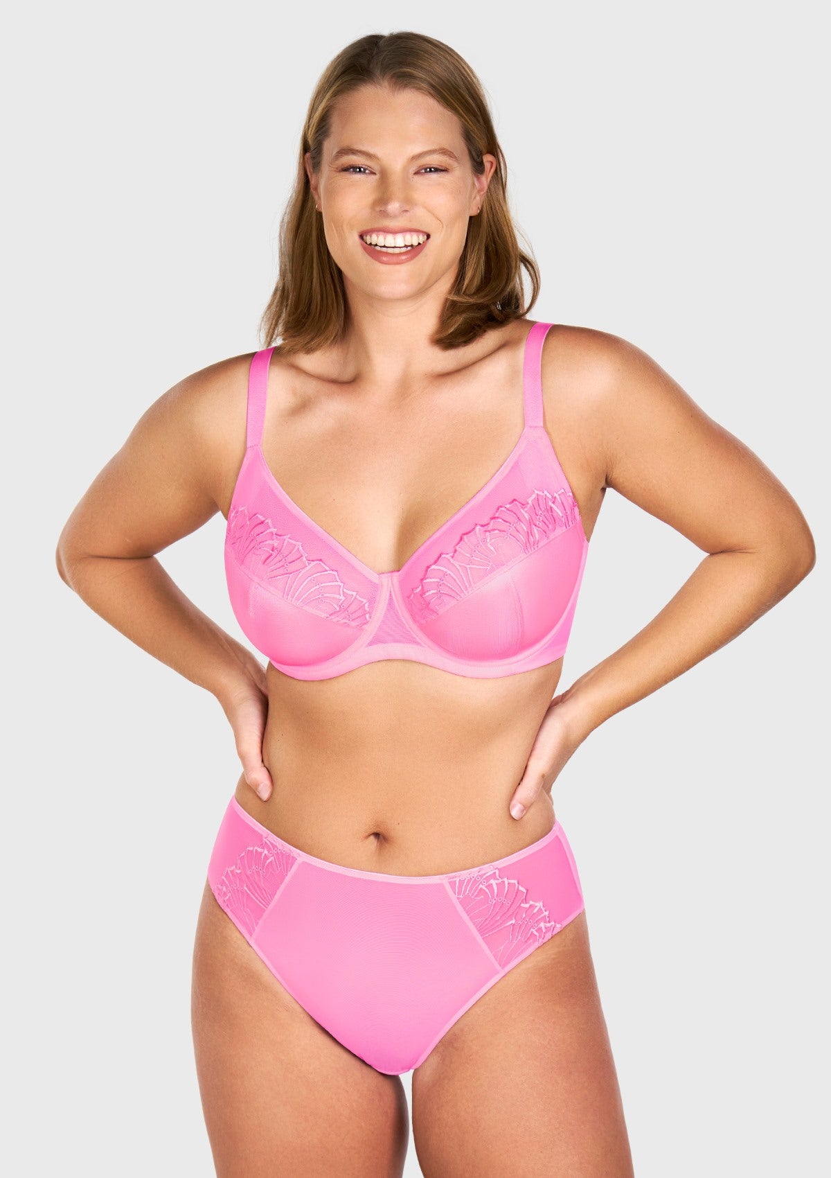 HSlA Pearl Shimmer Unlined Plus Size Full Coverage Underwire Comfortable Bra - HSIA